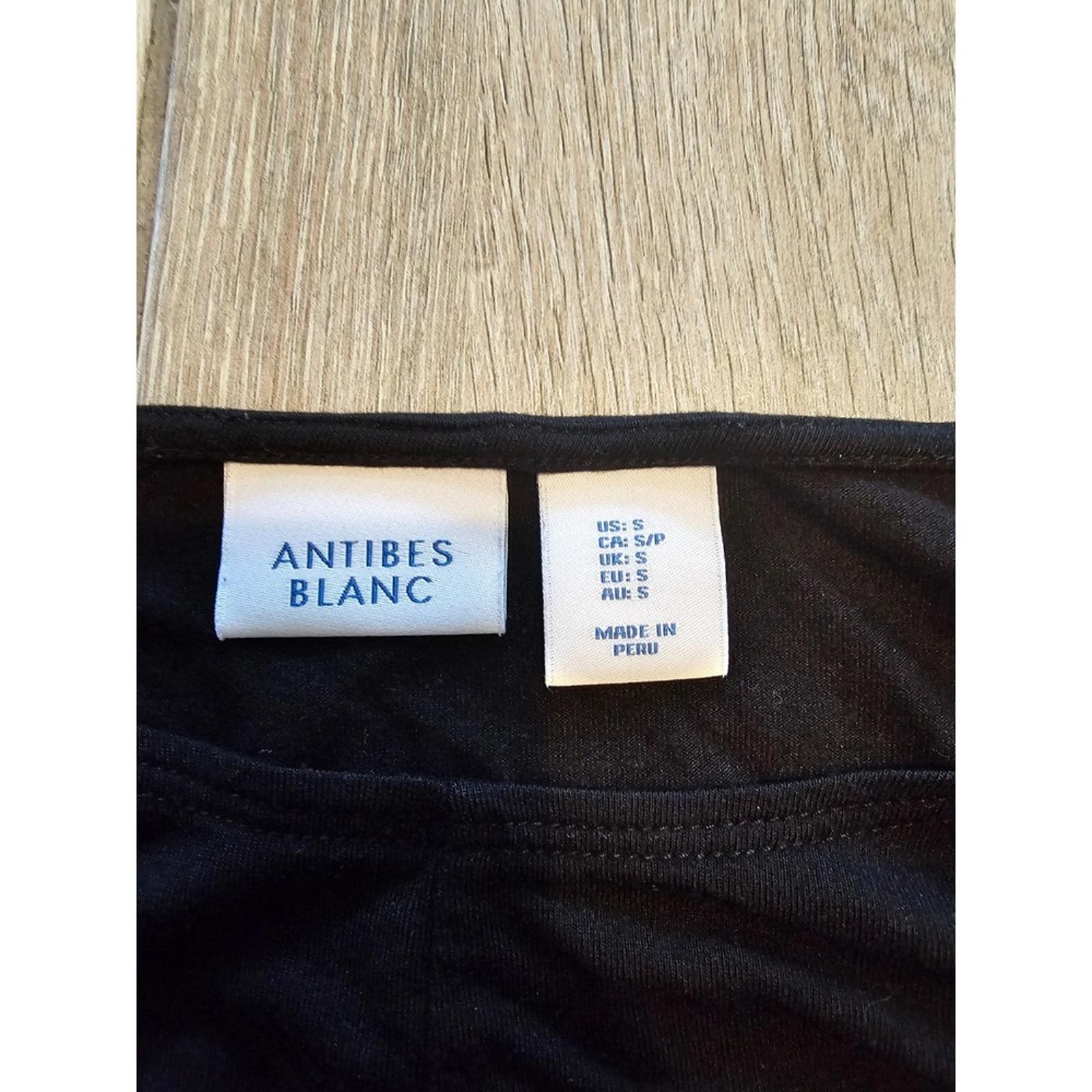 Antibes Blanc Black Twist Front 34 Sleeve Top Size Small