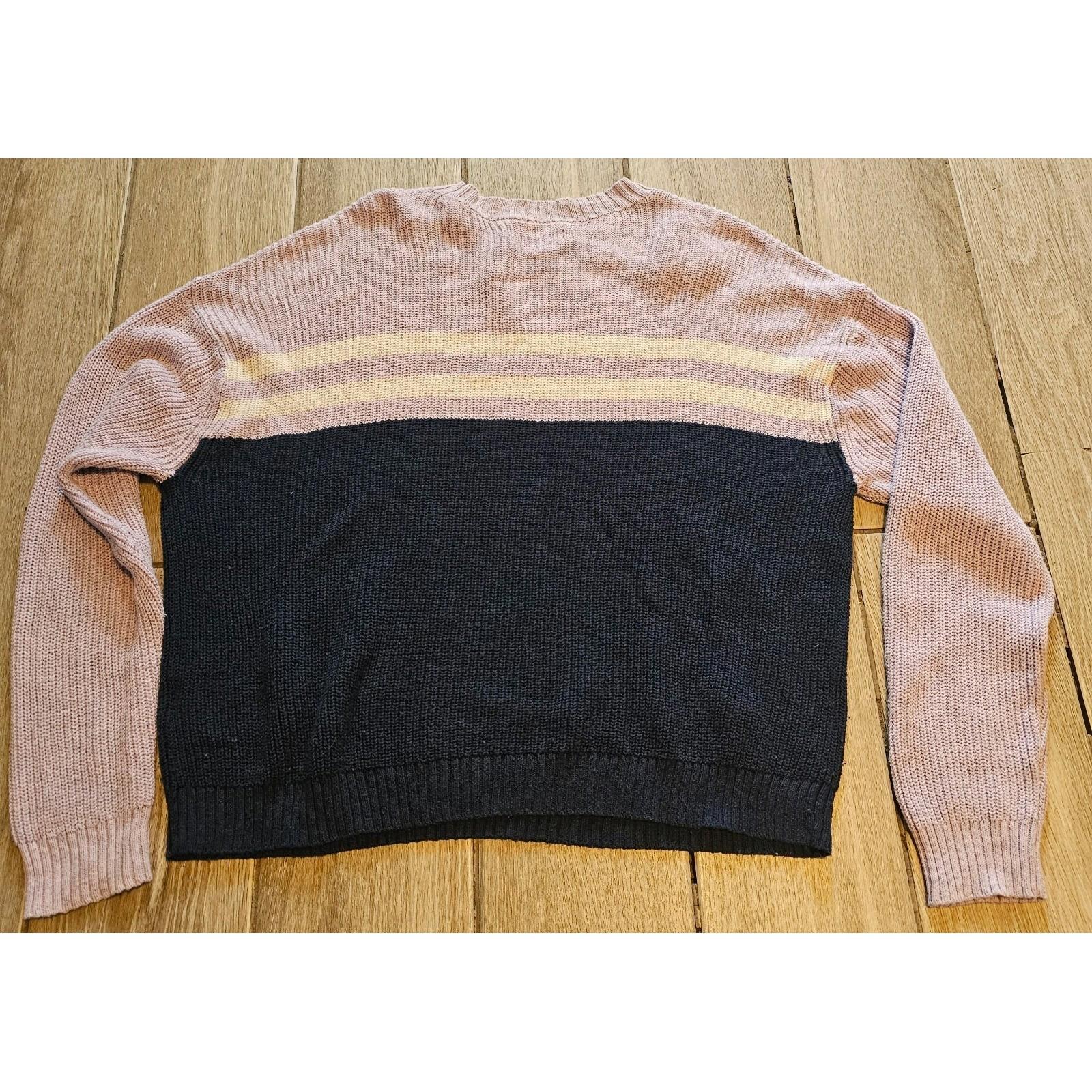 American Eagle Womens Colorblock Sweater M Pink Navy Yellow