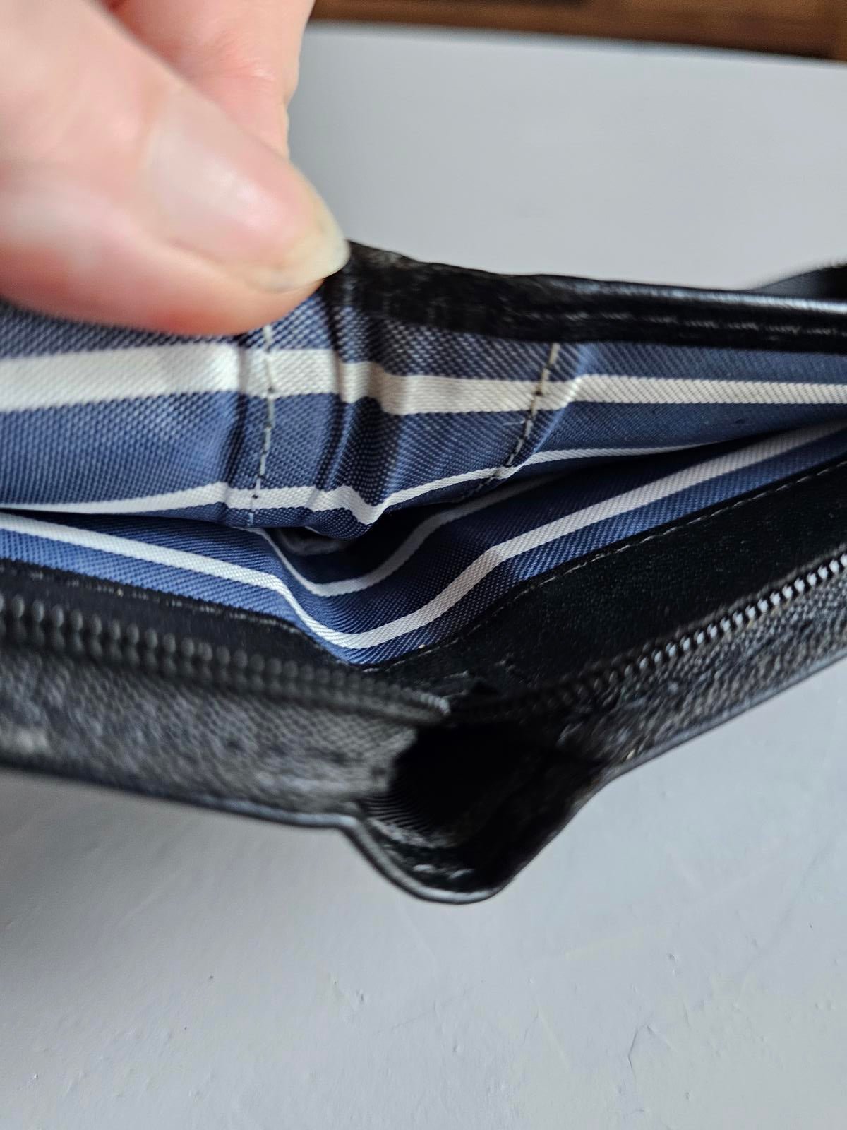 Nautica Black Genuine Leather Wallet – Zip Around Bifold ID Window & Card Slots