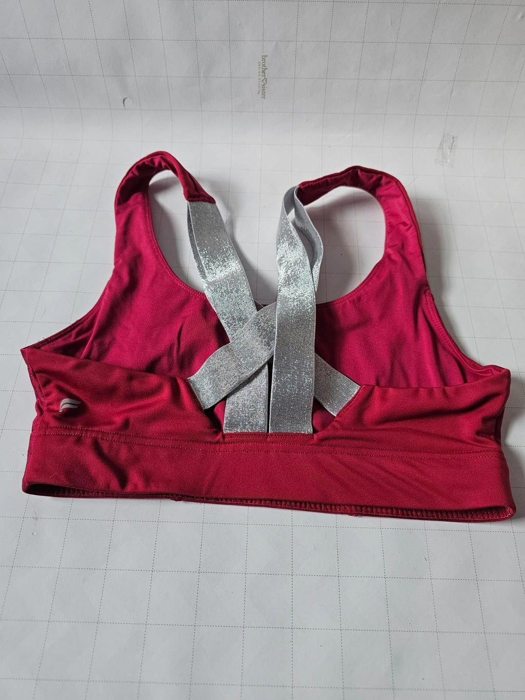 C9 Champion Sports Bra M Red Metallic Silver Crossback Straps
