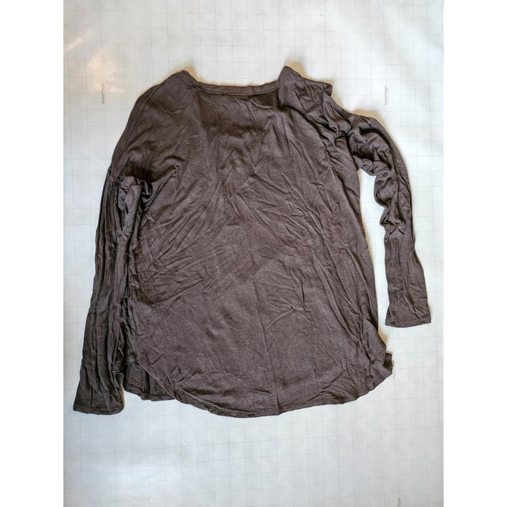 Cherish Brown Lace Up Long Sleeve Top Women's Medium