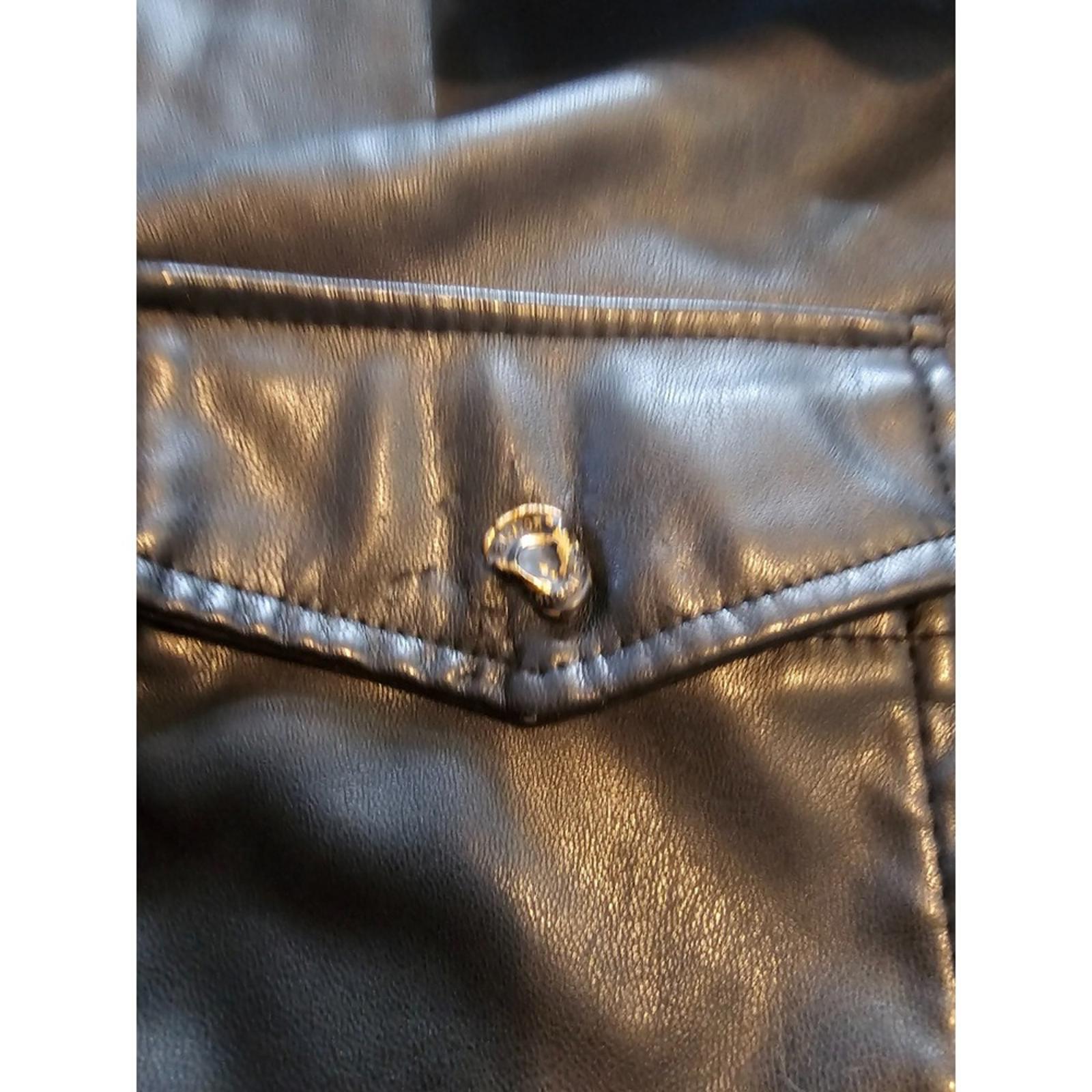 Kensie Jeans Black Faux Leather Button Up Shirt Jacket Women's Medium