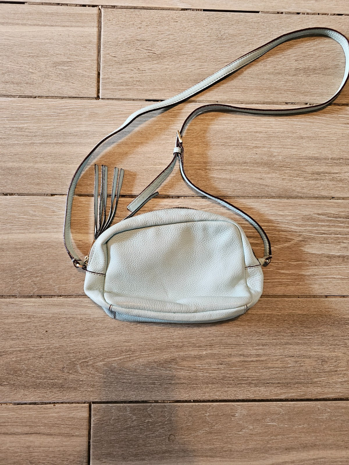 Kate Spade New York Crossbody Bag Light Blue Pebbled Leather Adjustable Strap