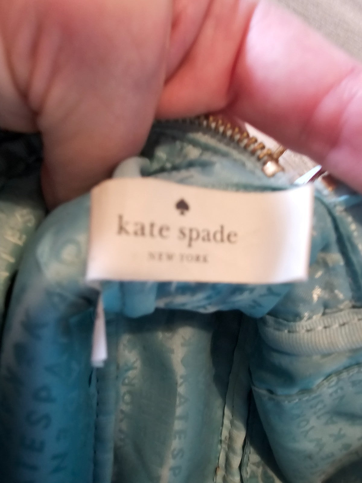 Kate Spade New York Crossbody Bag Light Blue Pebbled Leather Adjustable Strap