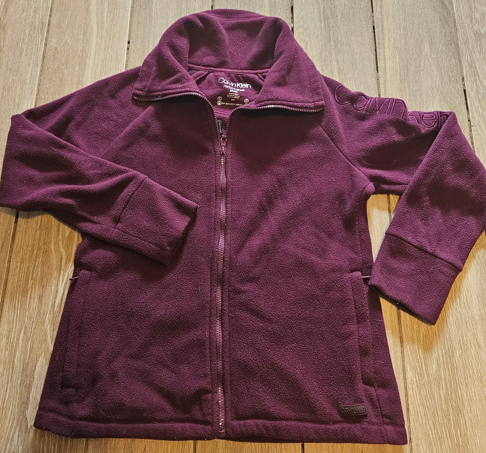 NWT Calvin Klein Performance Jacket Womens Small Purple Full Zip Fleece Pockets