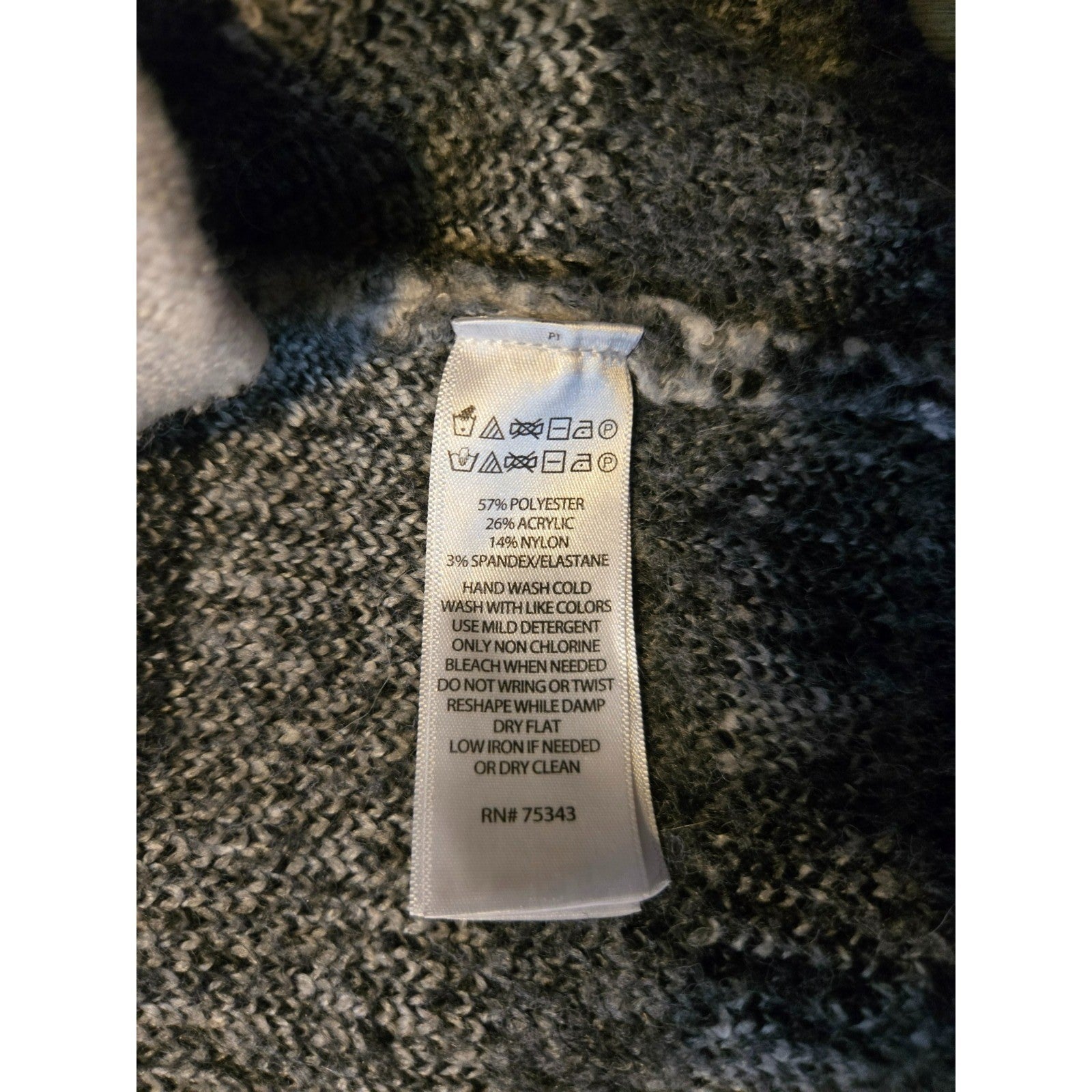 Tahari Tribal Print Belted Wrap Cardigan – S/M – Black Cream Gray – Cozy Layered