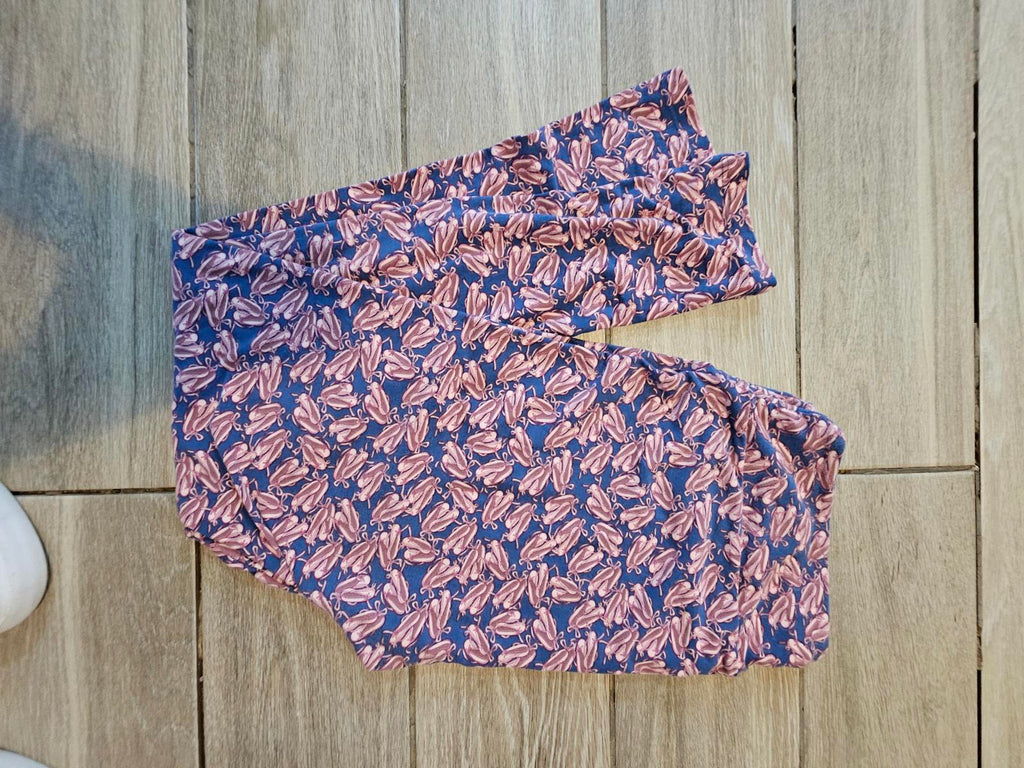 Lularoe TC Leggings Blue Pink Ballet Shoes Print Soft Stretch Dance