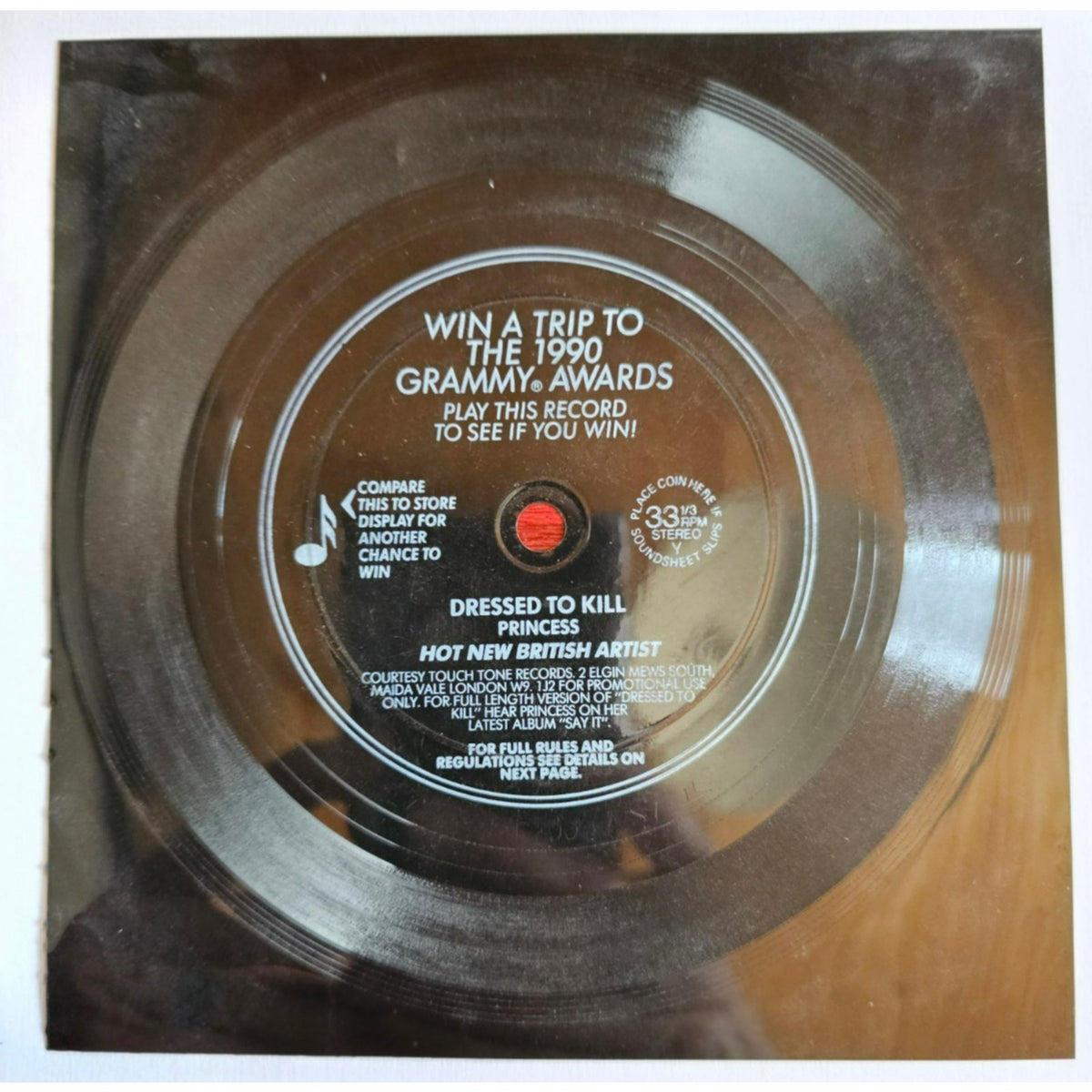 1990 Grammy Awards Promo Flexi Disc – Princess – Dressed to Kill – Vintage Music