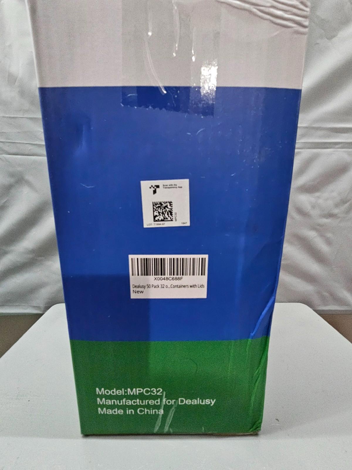 Dealusy 50-Pack Meal Prep Containers with Lids – 32 oz BPA-Free