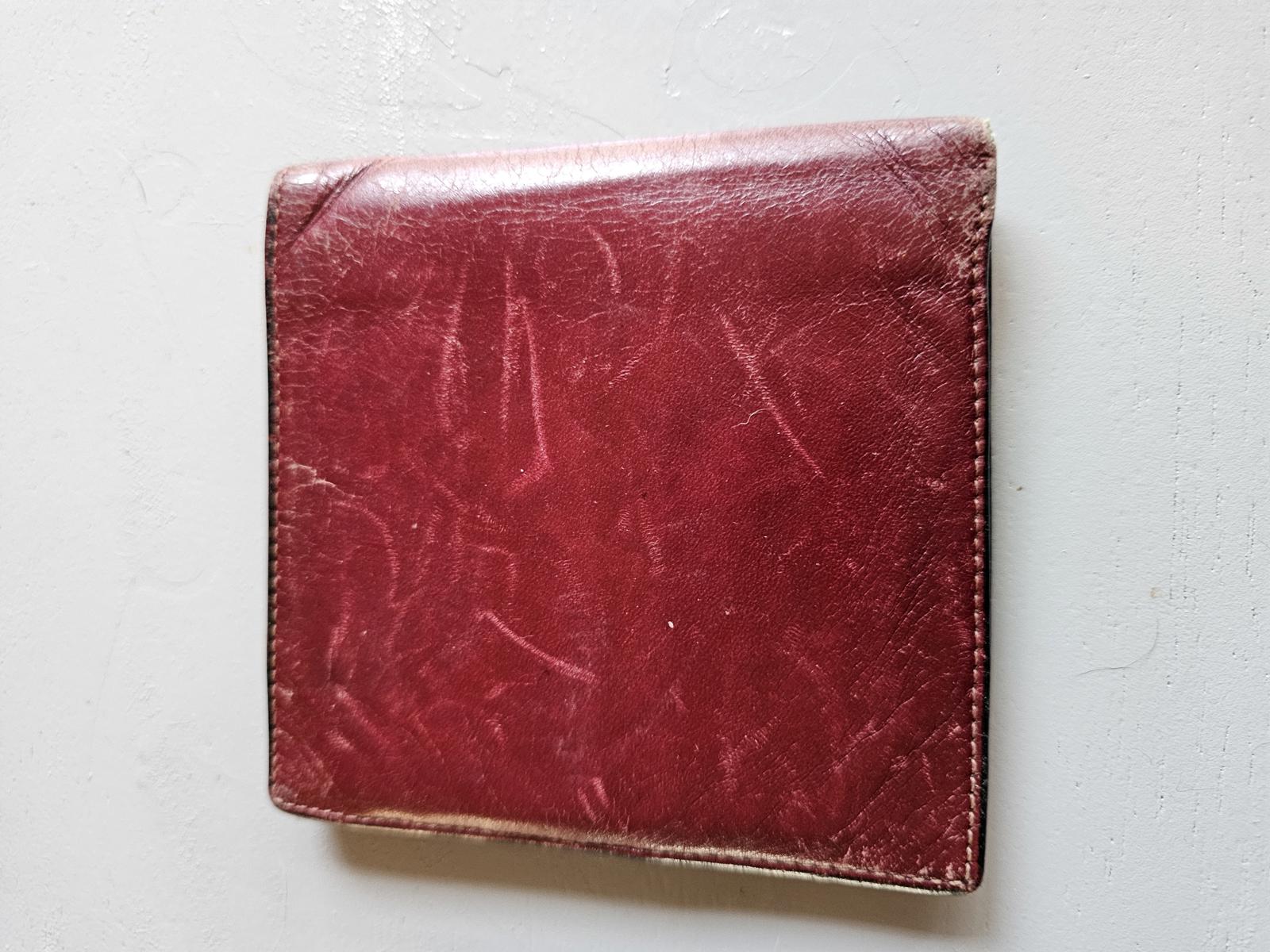 Vintage Yves Saint Laurent Burgundy Leather Wallet Made in Italy Distressed