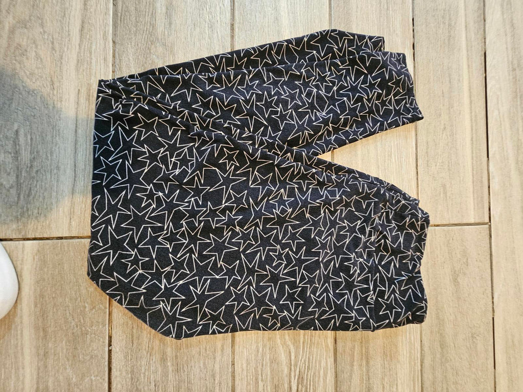 Lularoe TC Leggings Black White Star Print Soft Stretch Buttery
