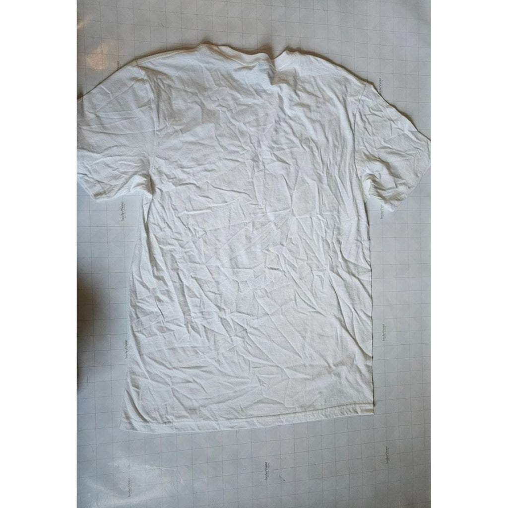 White Gildan Softstyle Tee Line Art Dog Graphic Unisex M Casual