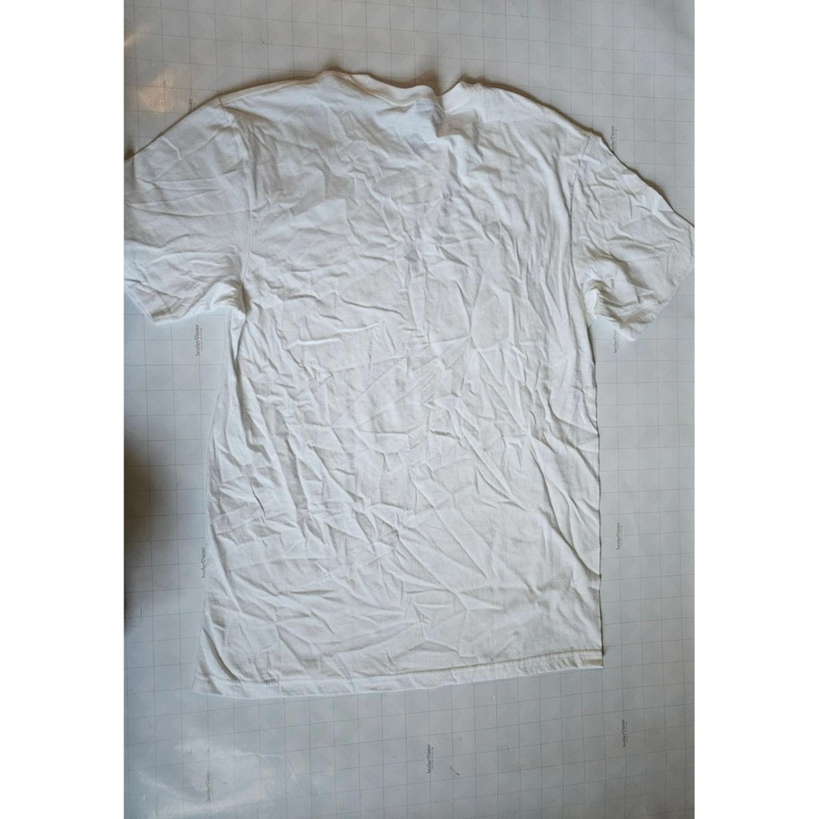 White Gildan Softstyle Tee Line Art Dog Graphic Unisex M Casual