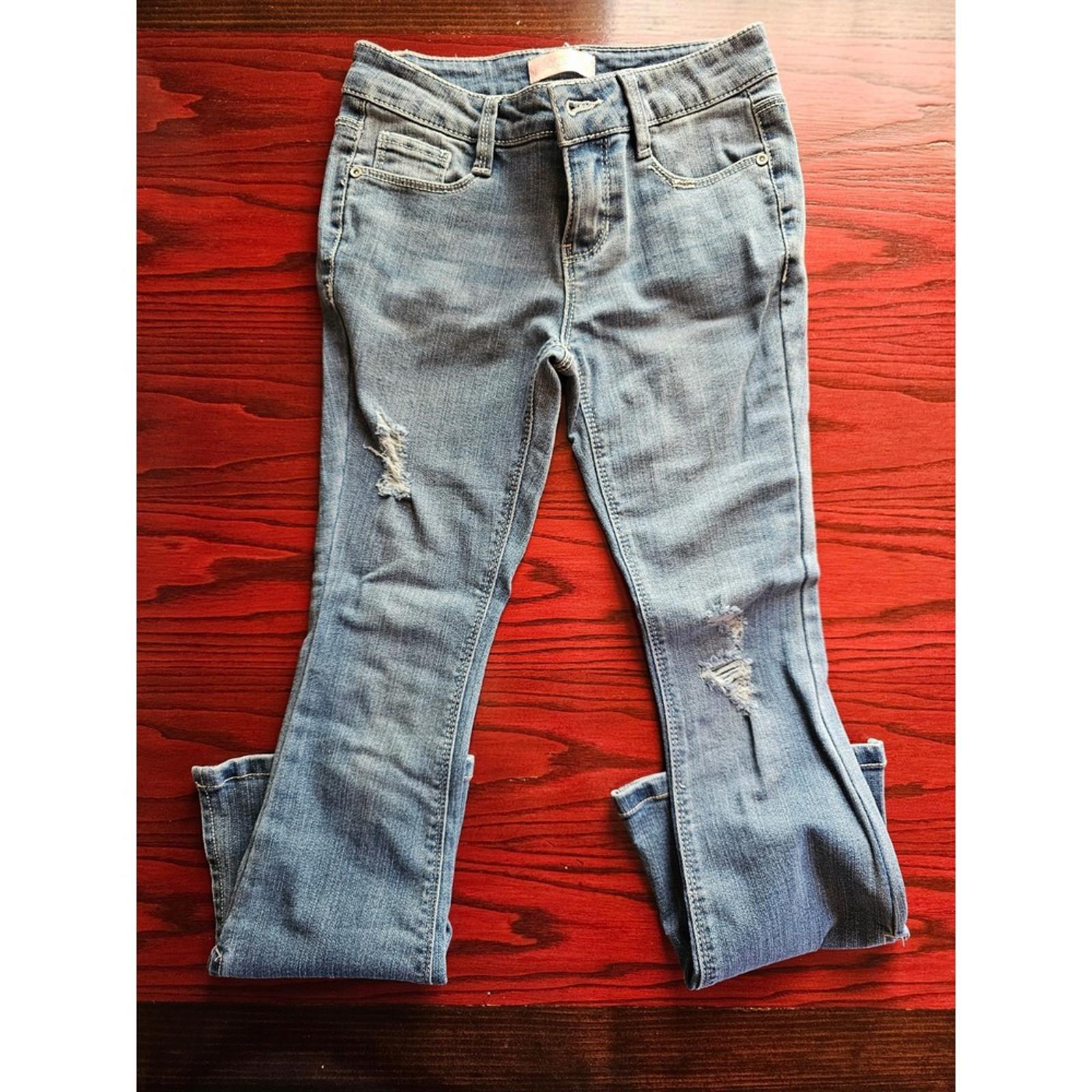 Squeeze Girls Bootcut Jeans Size 7 Light Wash Stretch Distressed NWT