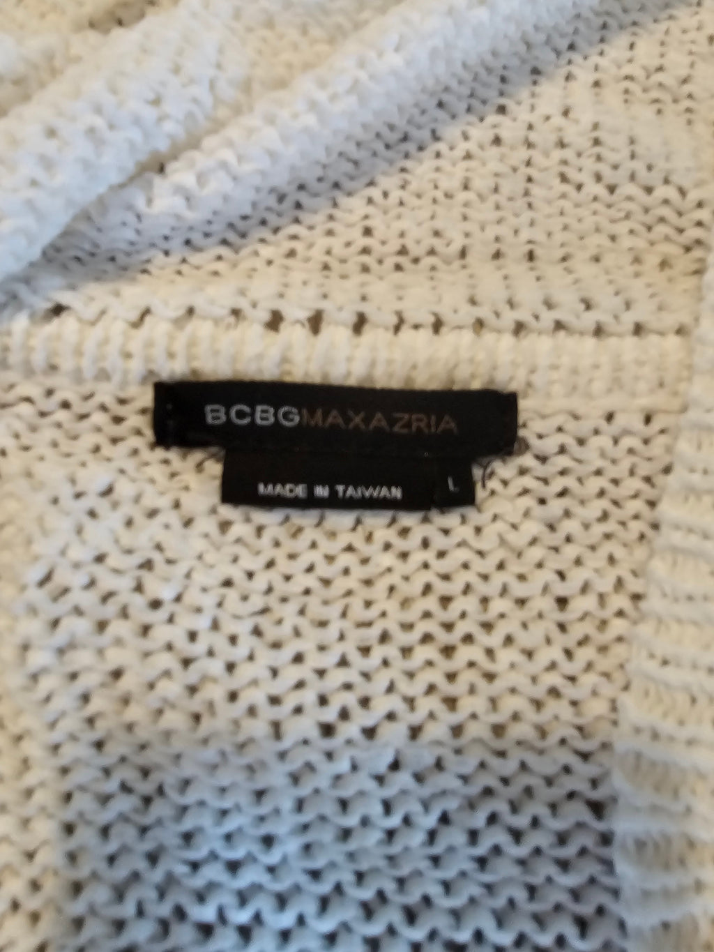 BCBG Max Azria Cream Hooded Knit Cardigan Size L Button Front Lace Trim