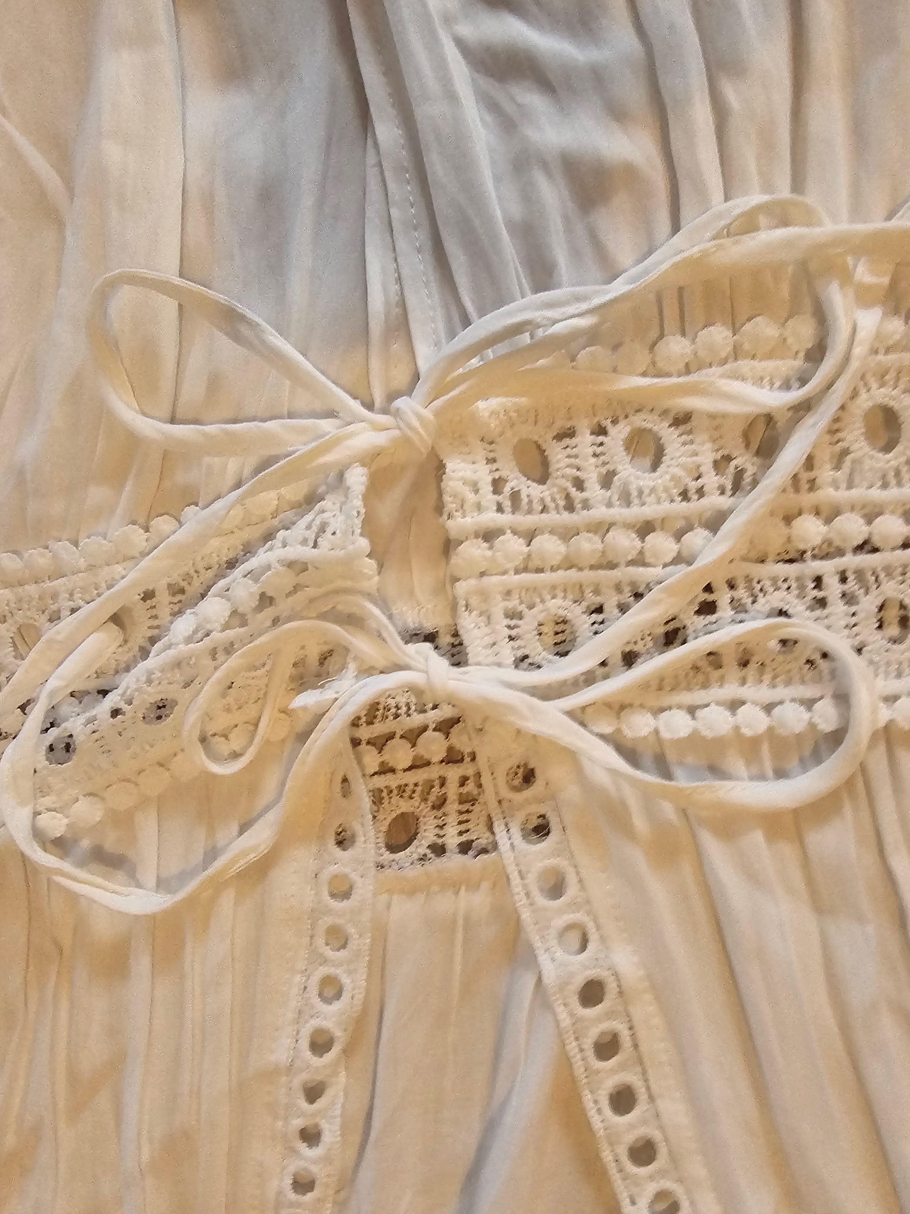 Ekouaer White Boho Lace Midi Cover-up – Size Large