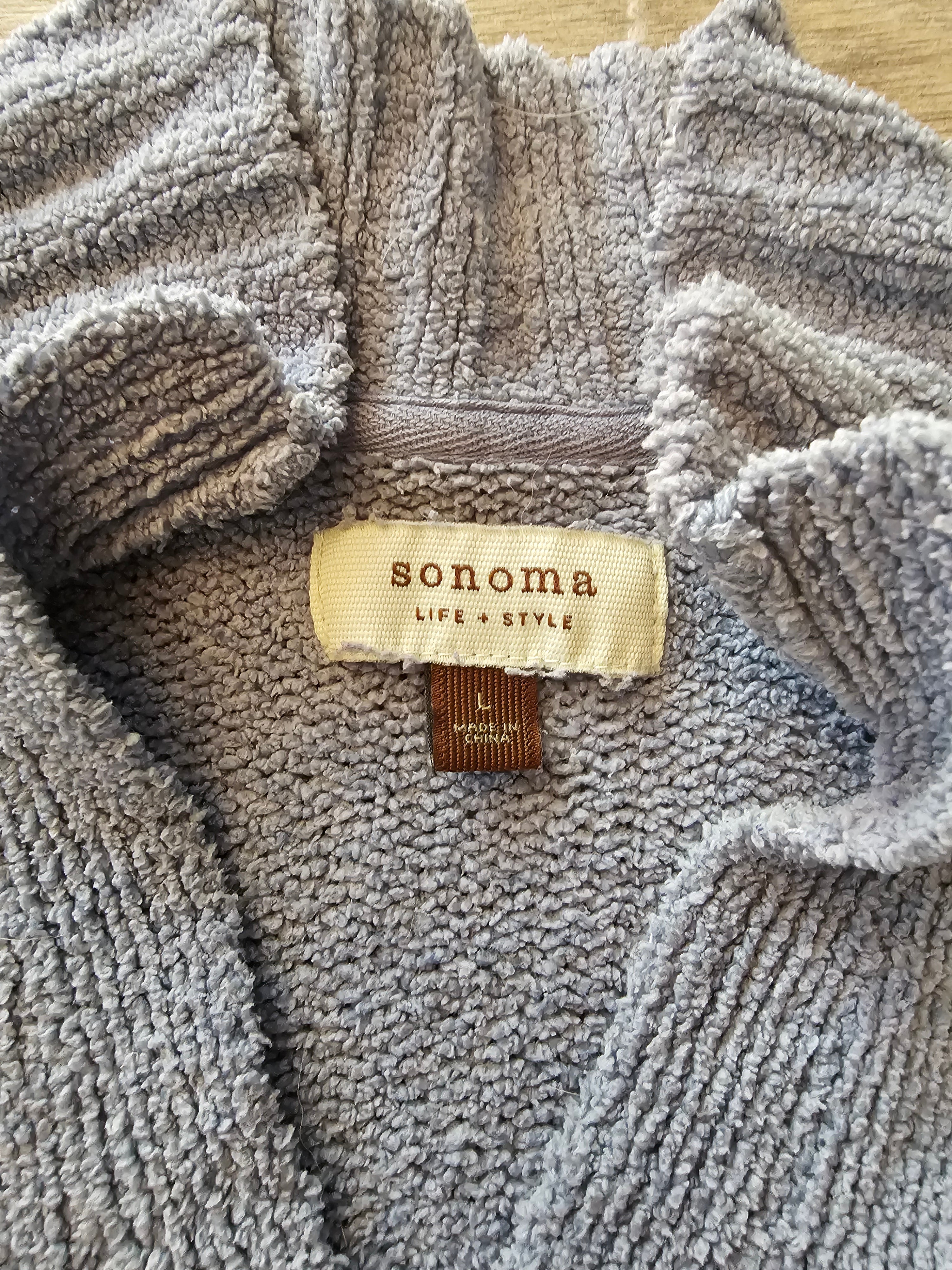 Sonoma Life + Style Henley Sweater – Gray – Size Large – Button Neck