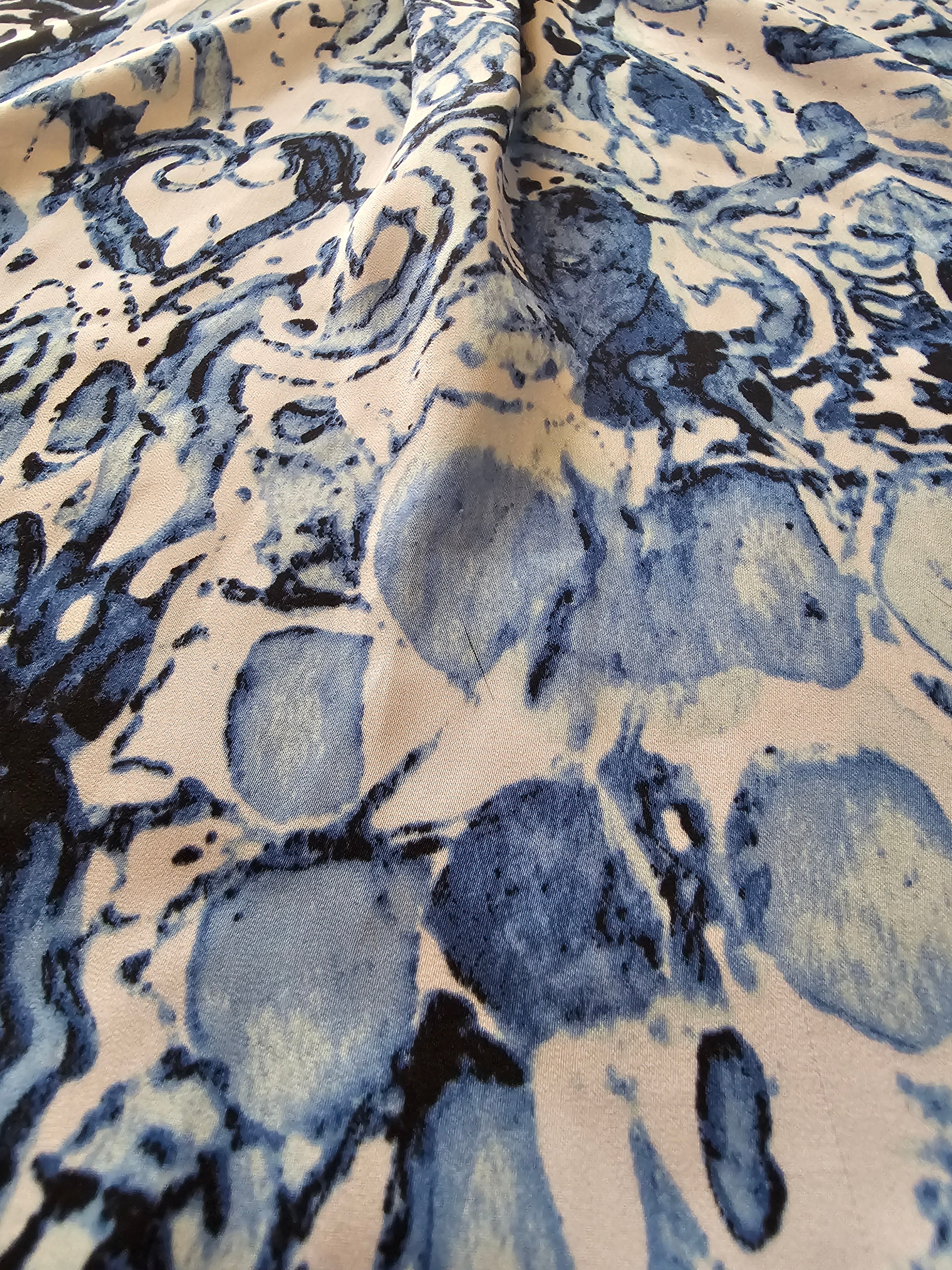 Hanna & Gracie Sleeveless Blouse – Blue Watercolor Print – Size Large