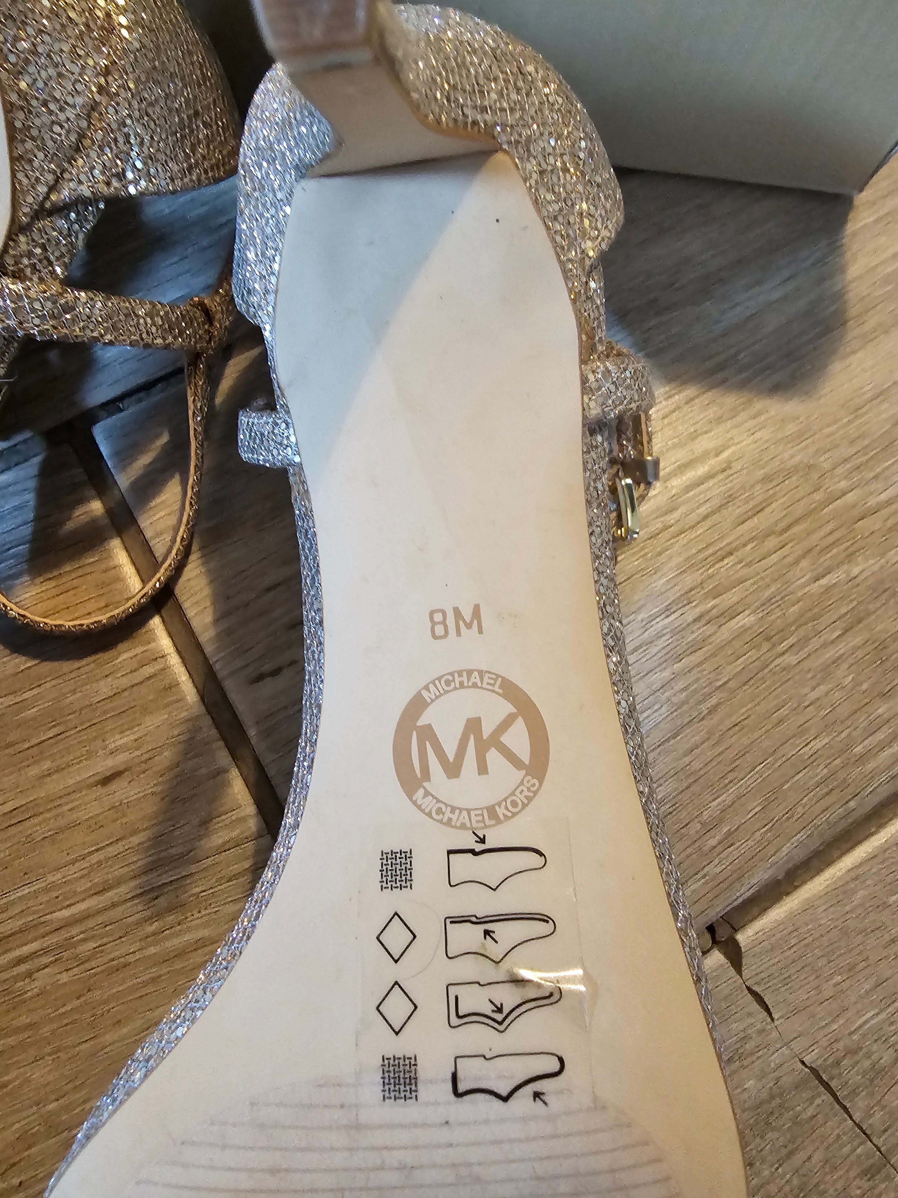 Michael Michael Kors Glitter Strappy Heels – Gold Sparkle – Size 8M