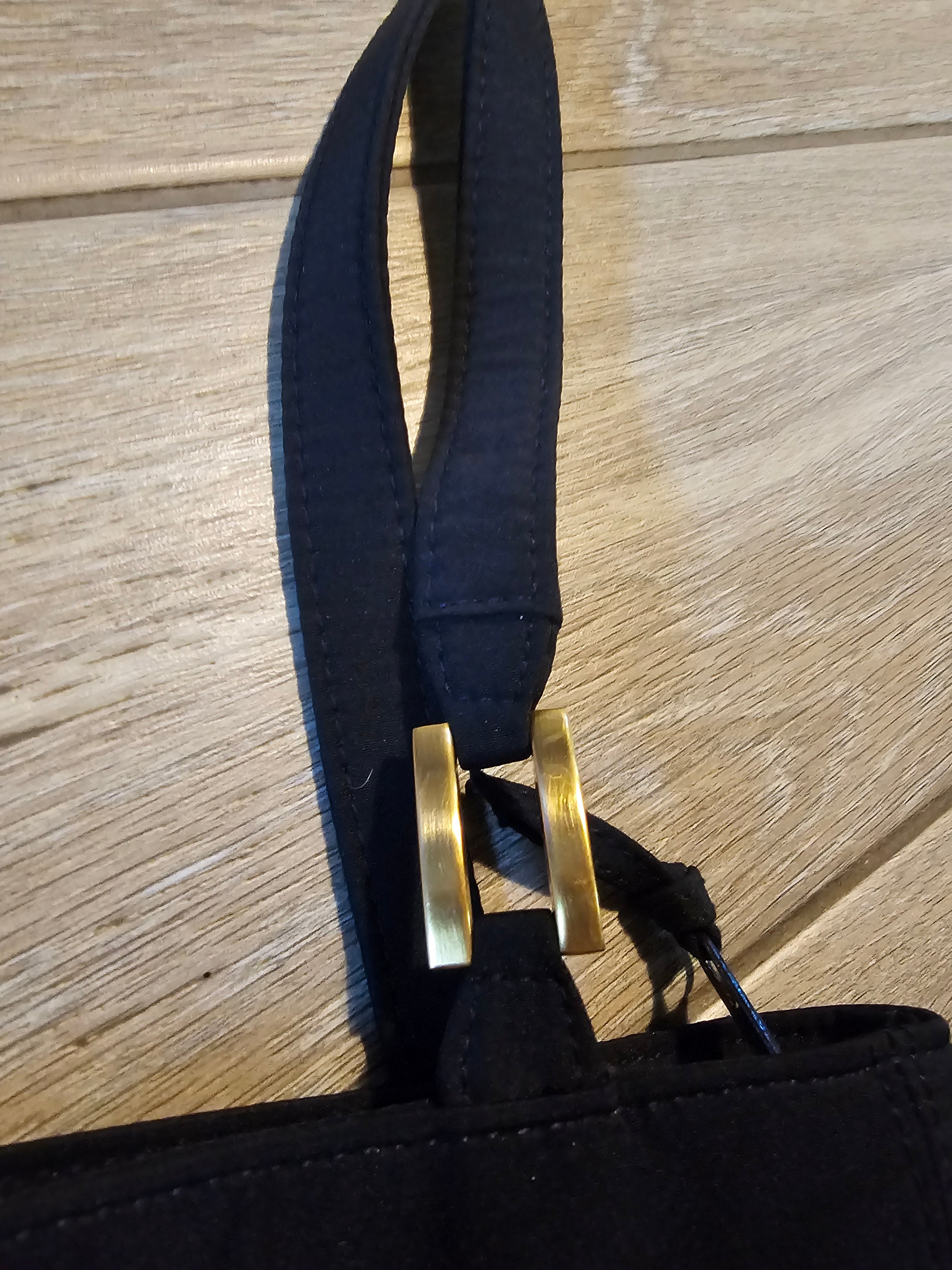 Liz Claiborne Navy Nylon Shoulder Tote – Gold Hardware – Everyday Bag