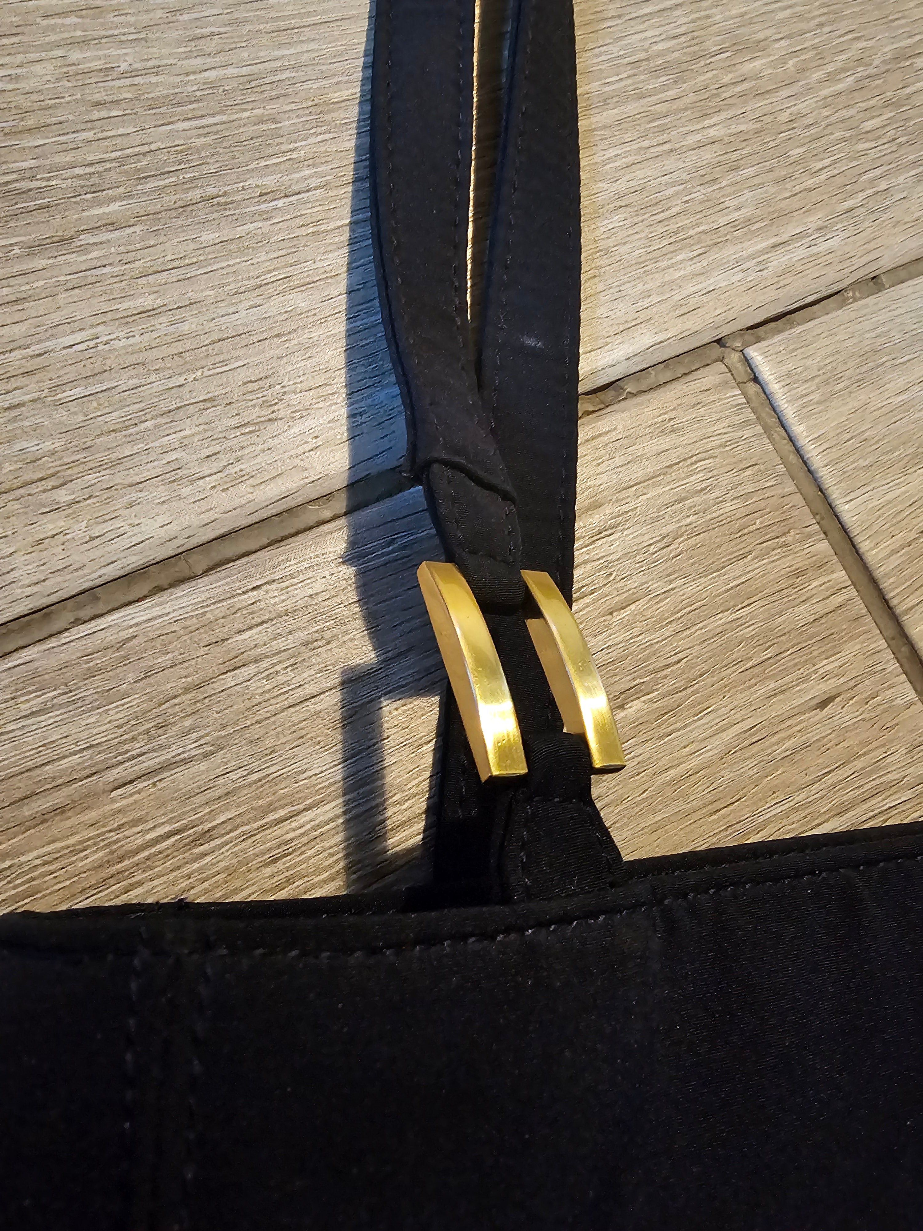 Liz Claiborne Navy Nylon Shoulder Tote – Gold Hardware – Everyday Bag