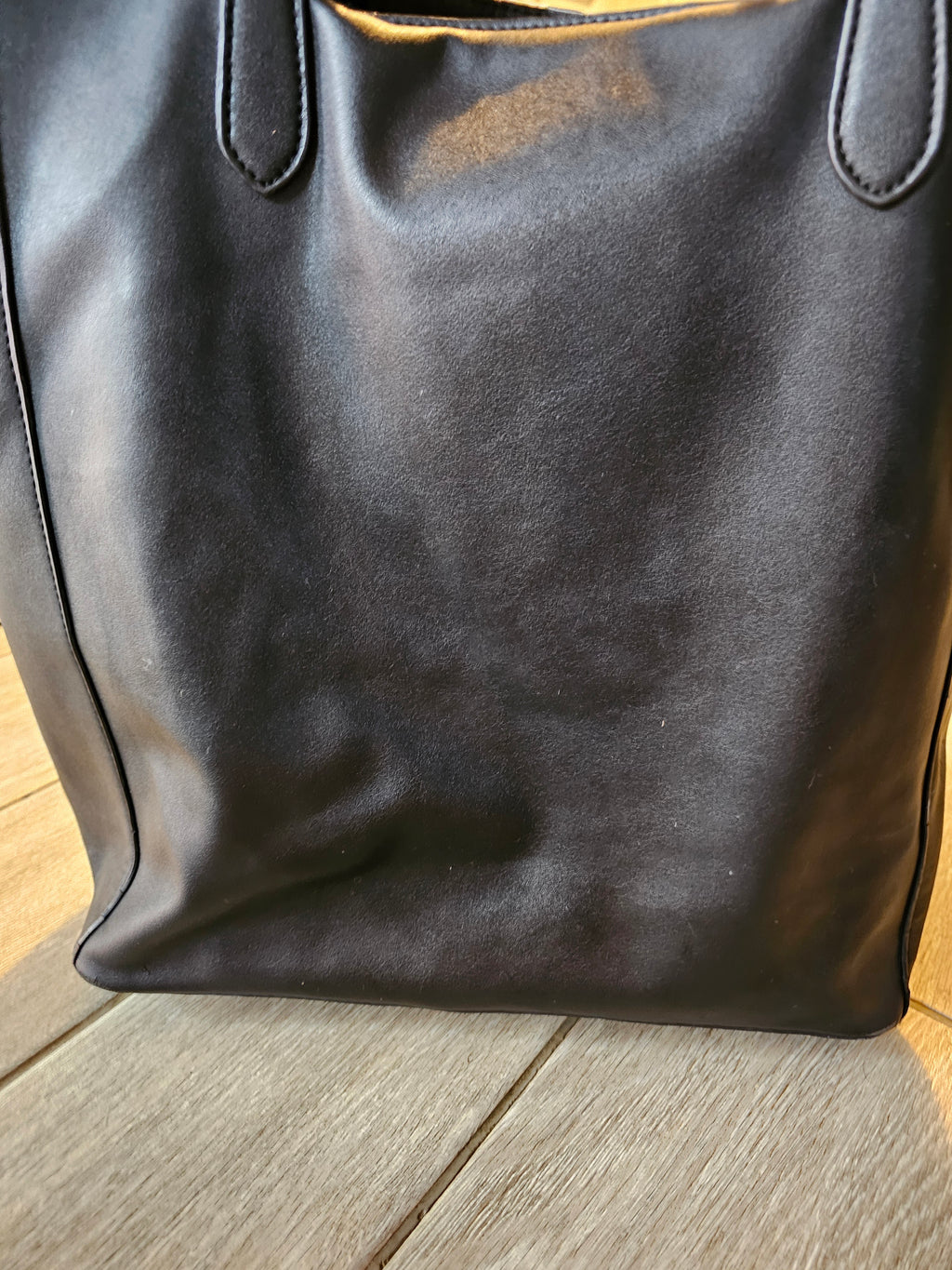 Steve Madden Black Faux Leather Tote Bag – Silver Hardware – Work/Everyday Carry