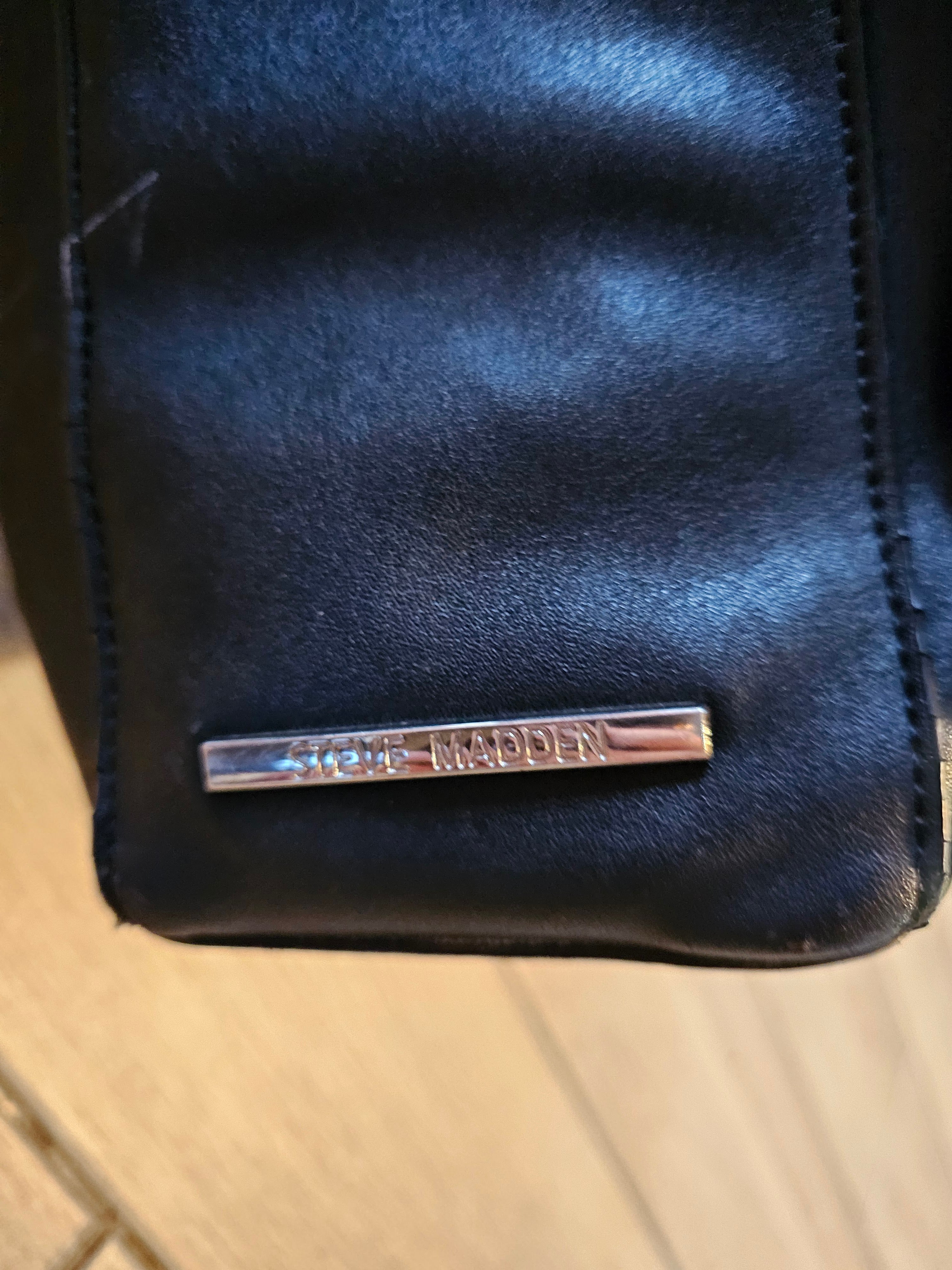 Steve Madden Black Faux Leather Tote Bag – Silver Hardware – Work/Everyday Carry