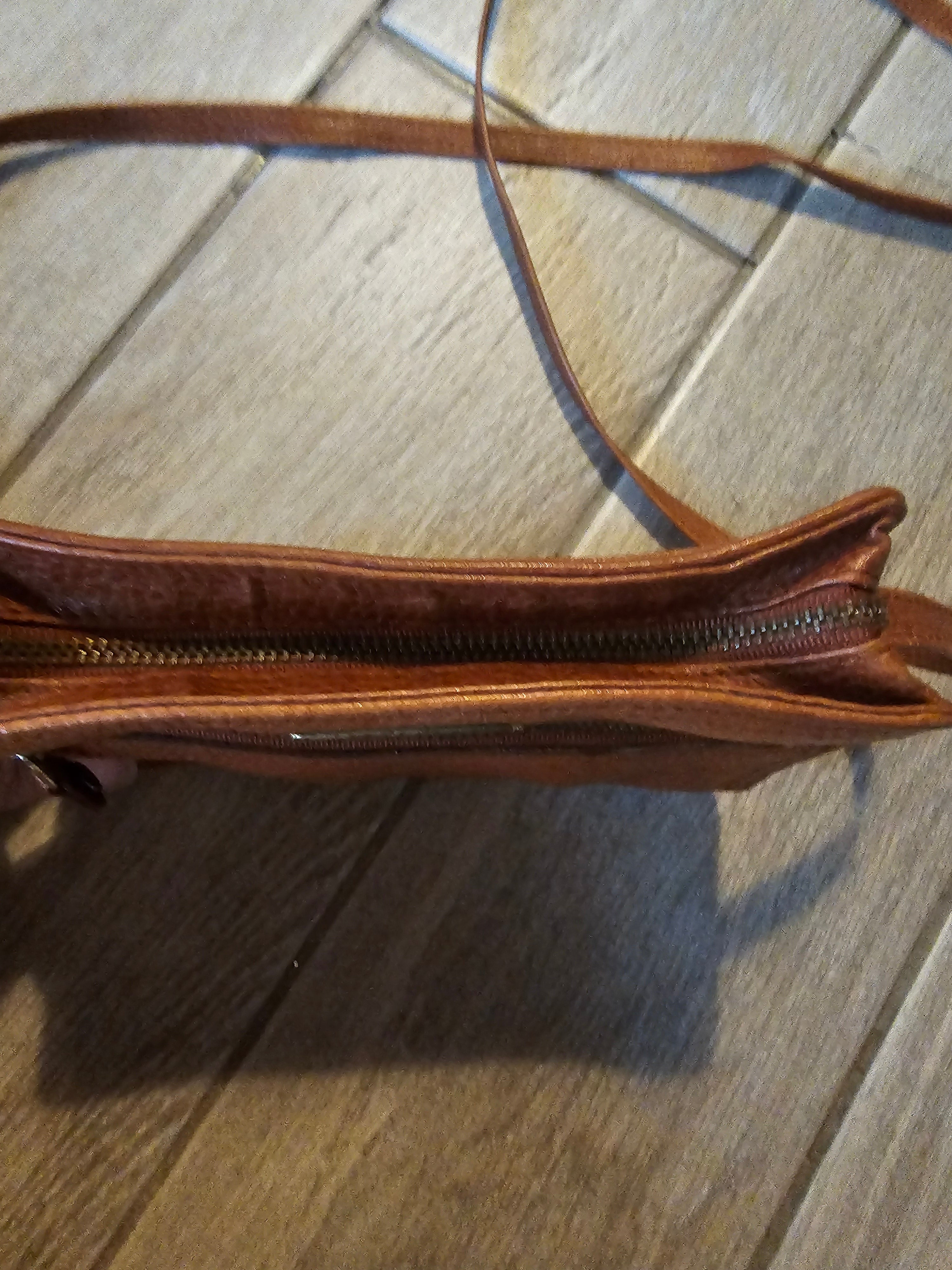 Anne Klein II Vintage Crossbody Bag – Genuine Leather – Brown – Small Purse