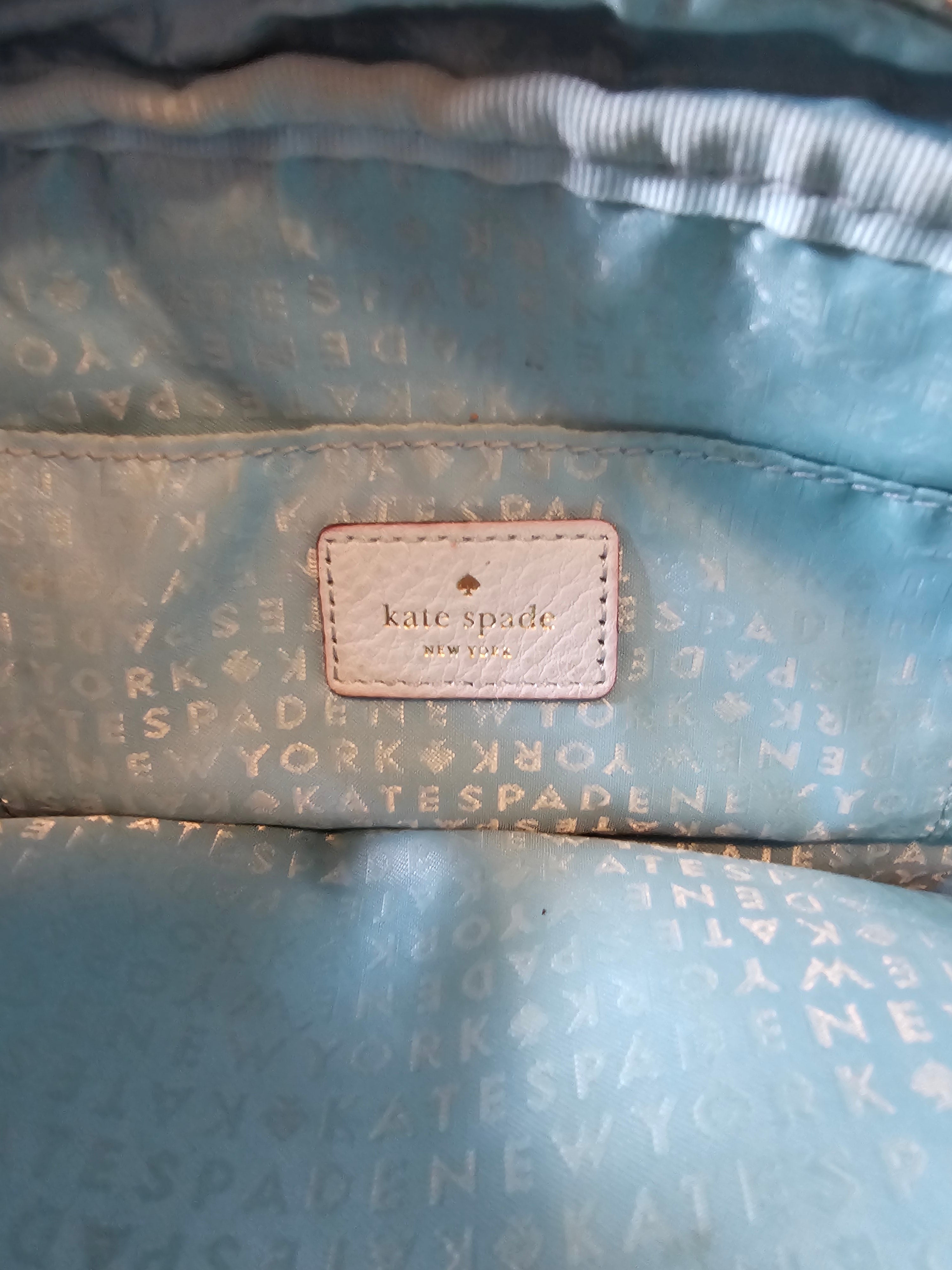 Kate Spade New York Crossbody Bag – Light Blue Pebbled Leather – Adjustable Strap – Minor Stains