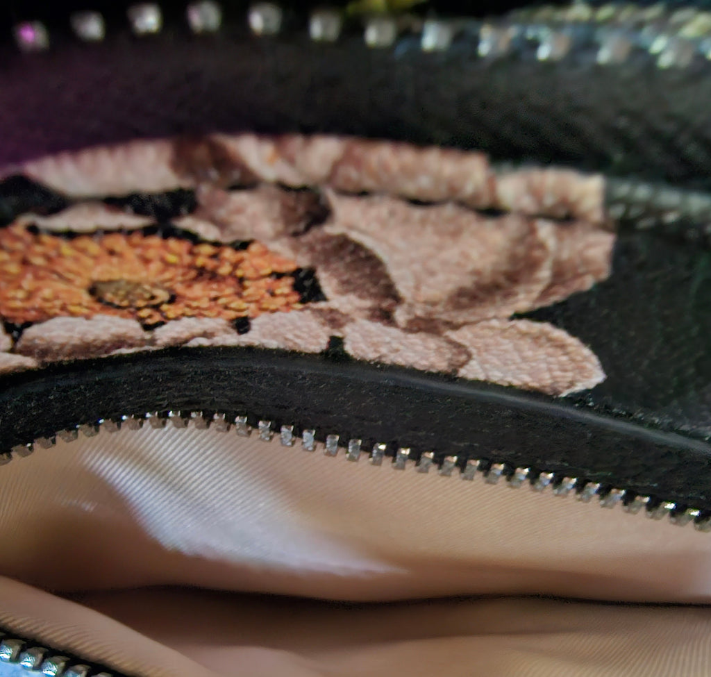 Dana Buchman Floral Crossbody Purse Handbag – Black with Multicolor Flowers