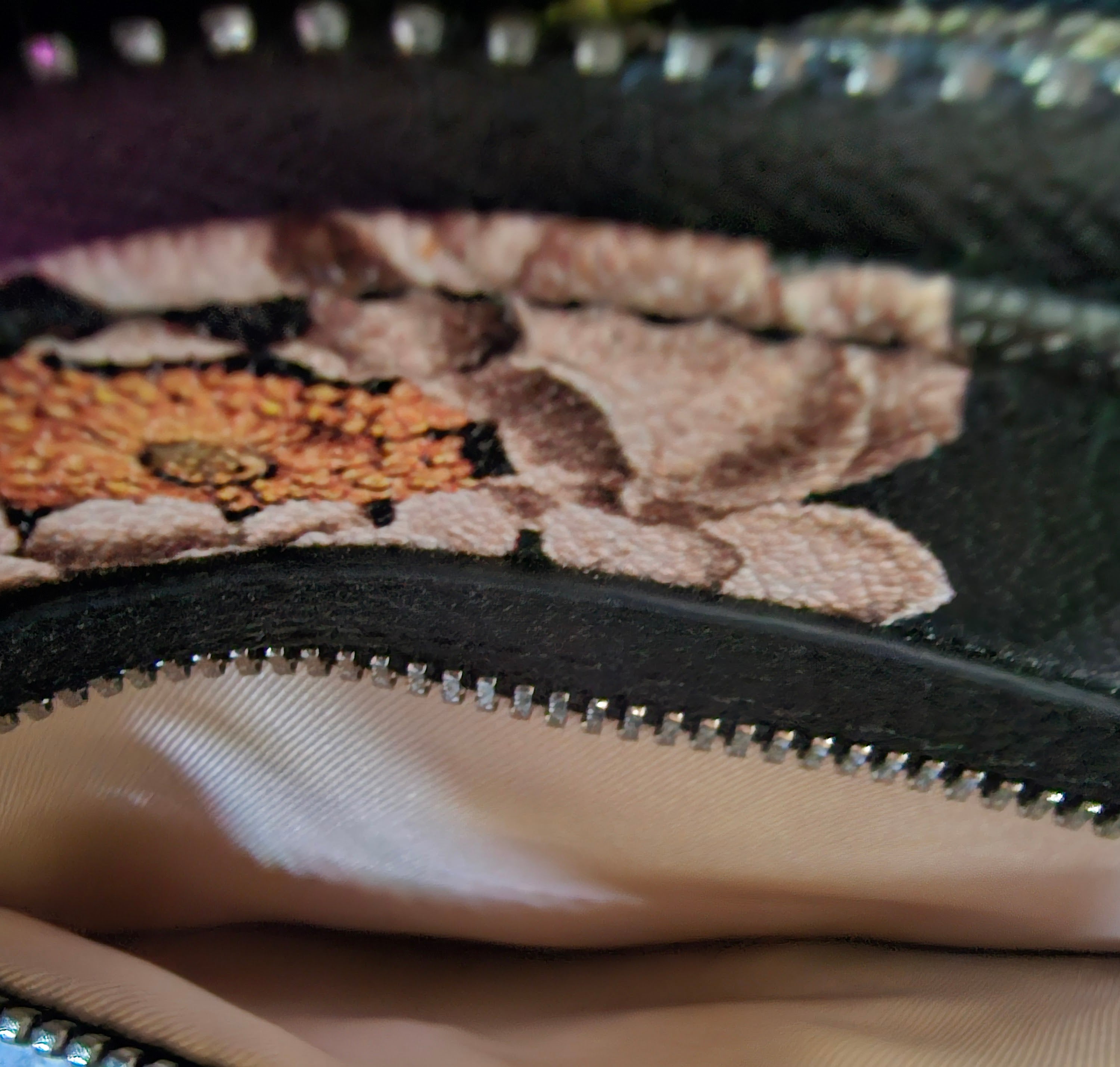 Dana Buchman Floral Crossbody Purse Handbag – Black with Multicolor Flowers