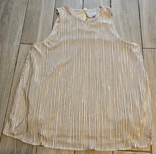 A New Day Metallic Pleated Tank Top – Champagne Gold – Size Large (NWT)