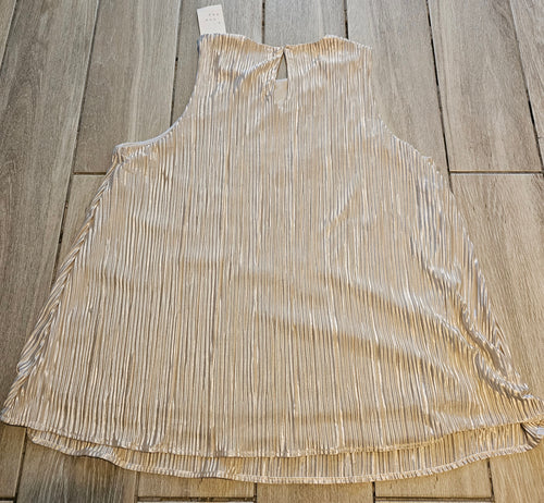 A New Day Metallic Pleated Tank Top – Champagne Gold – Size Large (NWT)