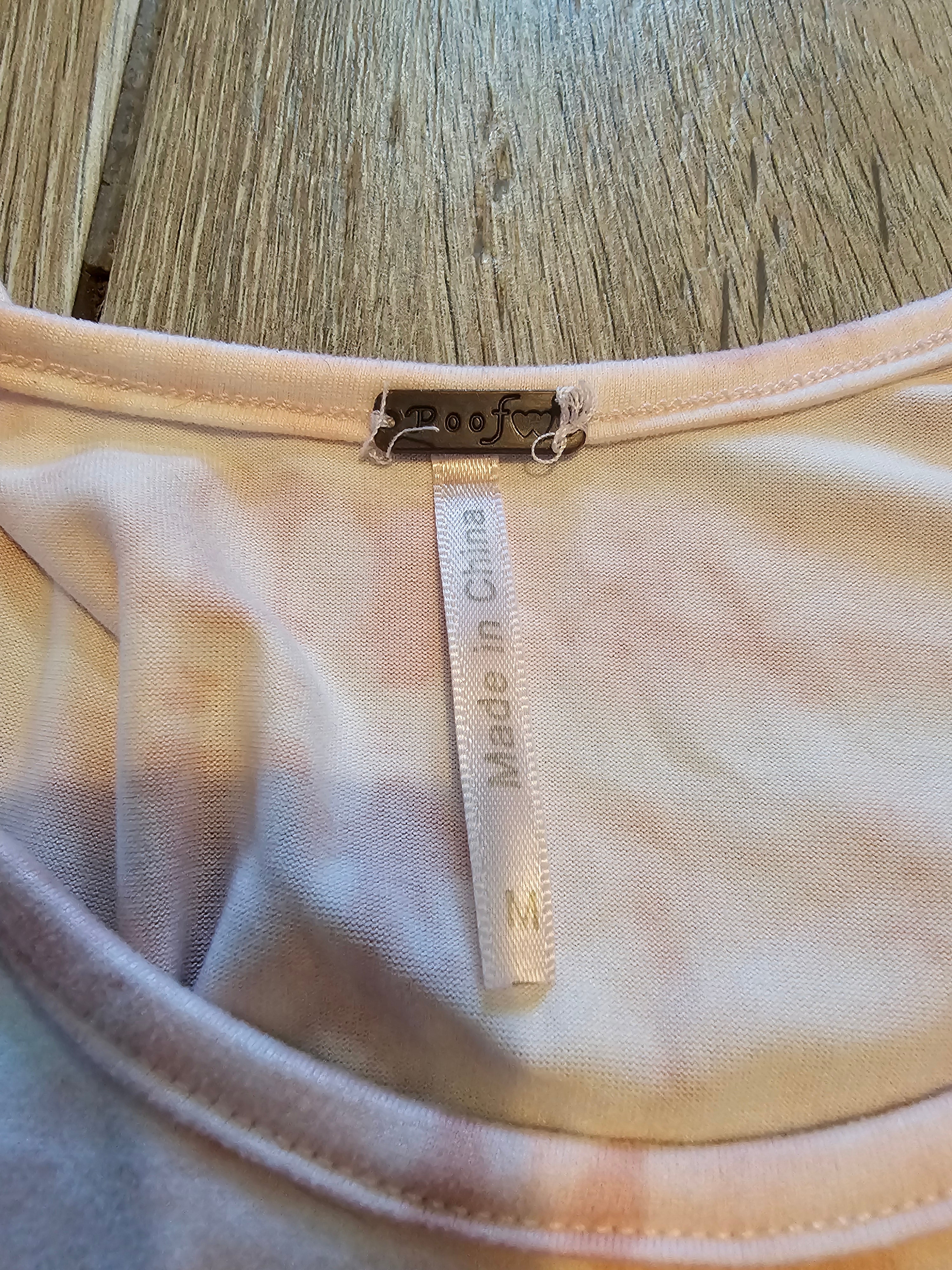 Poof! Tie-Dye Long Sleeve Top – Peach & White – Size Medium