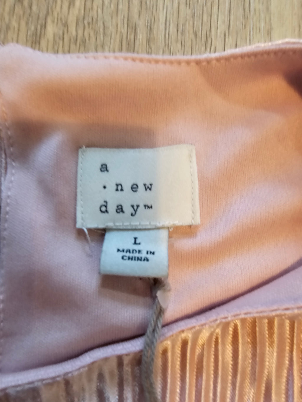 A New Day Metallic Pleated Tank Top – Rose Gold – Size Large (NWT)