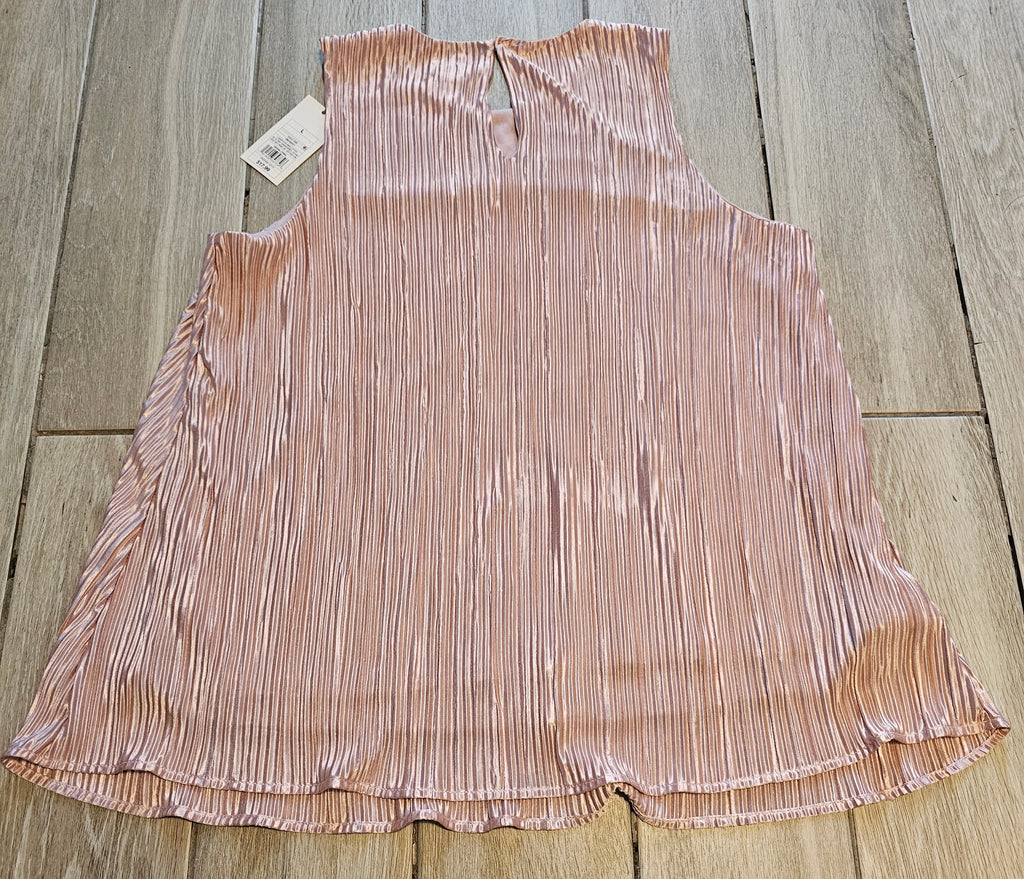 A New Day Metallic Pleated Tank Top – Rose Gold – Size Large (NWT)