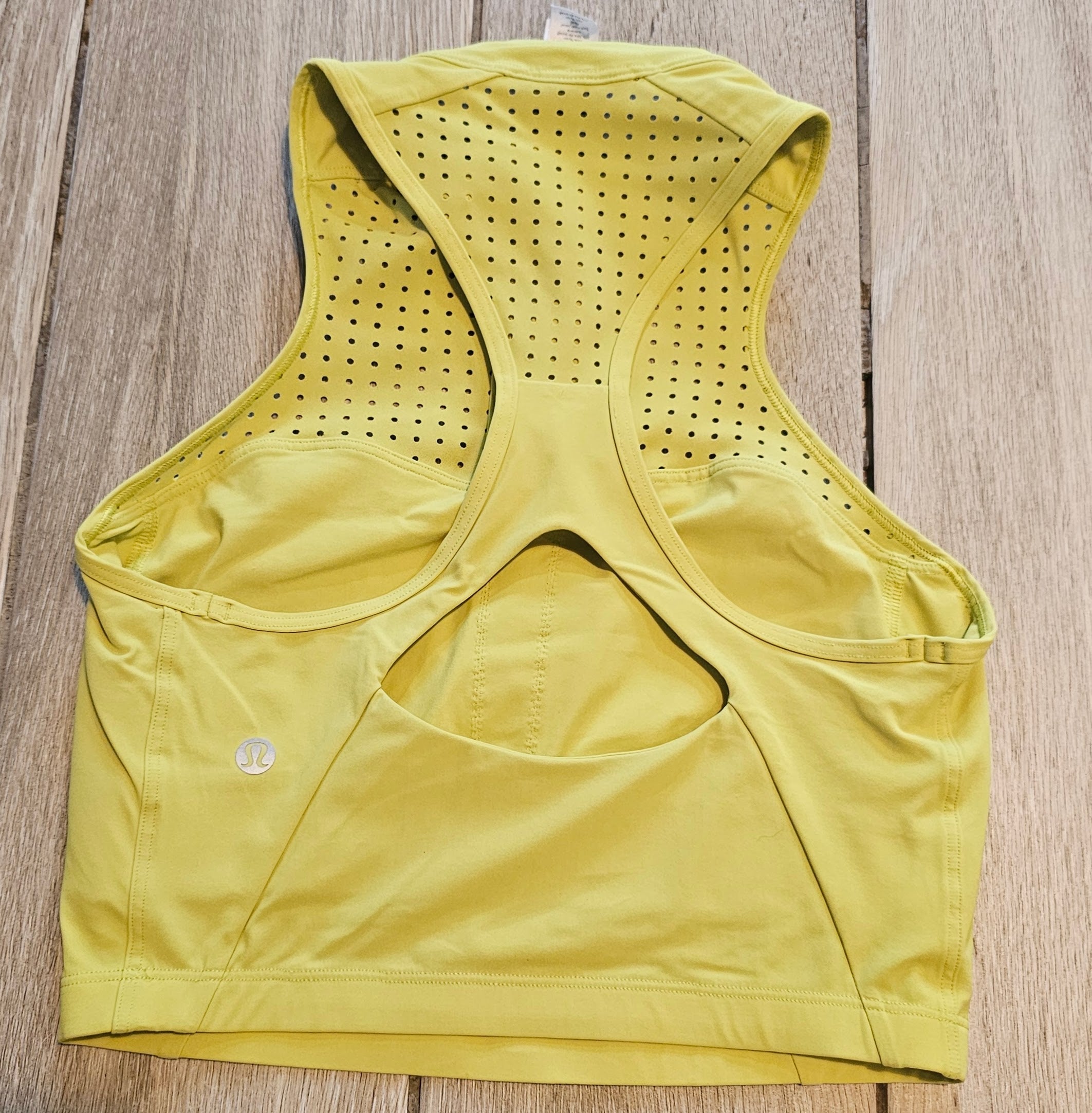 Lululemon High-Neck Zip Front Perforated Sports Bra – Neon Yellow – Size 4