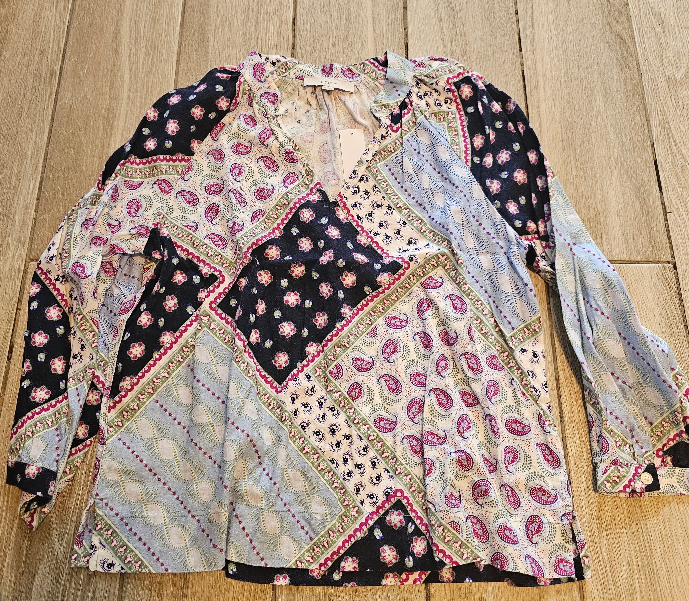 LOFT Patchwork Paisley & Floral Blouse – Women’s Medium – NWT