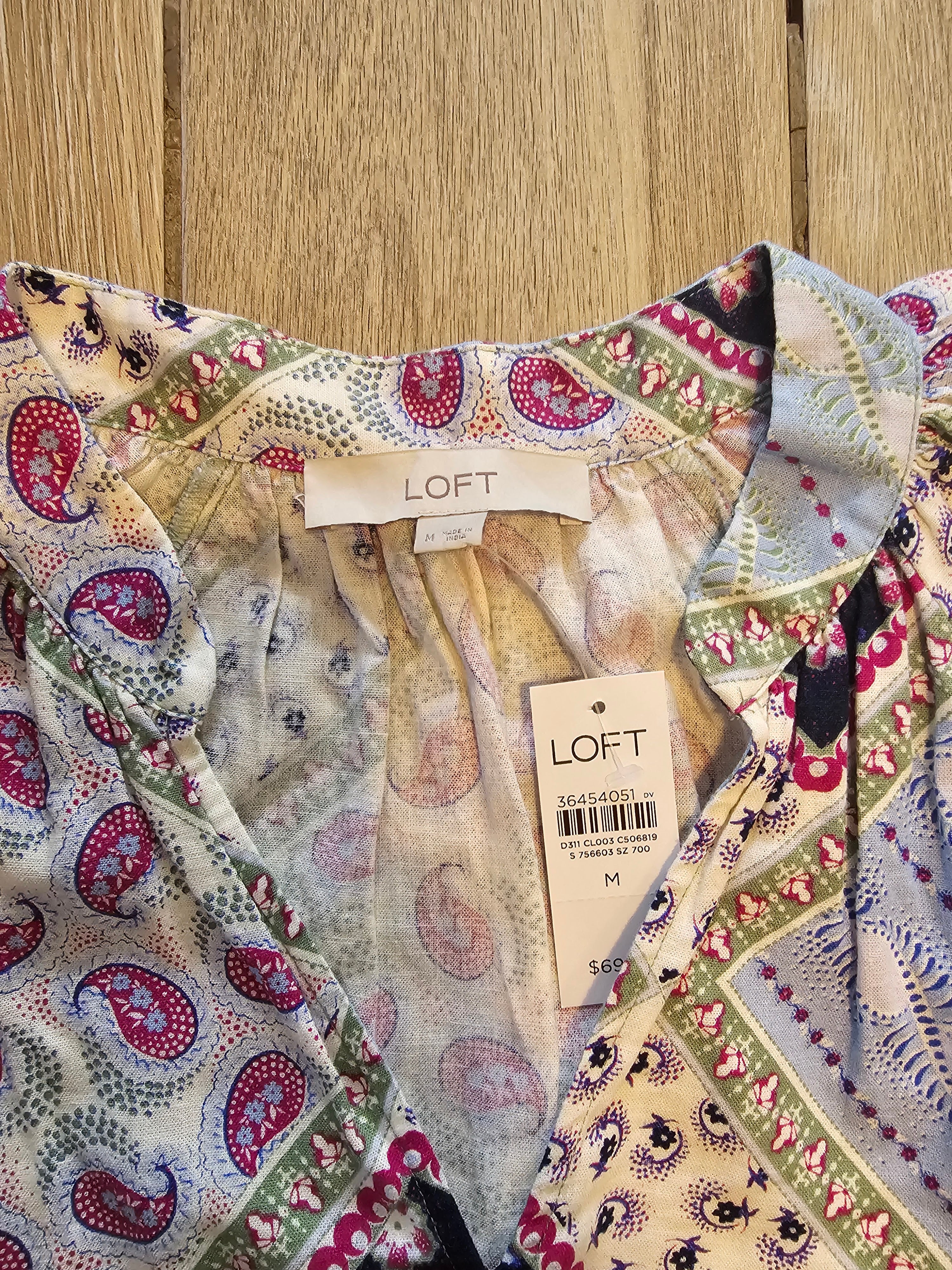 LOFT Patchwork Paisley & Floral Blouse – Women’s Medium – NWT