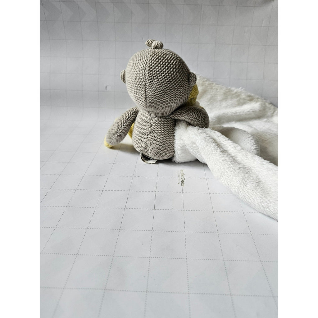 Baby Bum Sun Bum Knit Monkey Lovey Plush Security Blanket Yellow Gray White