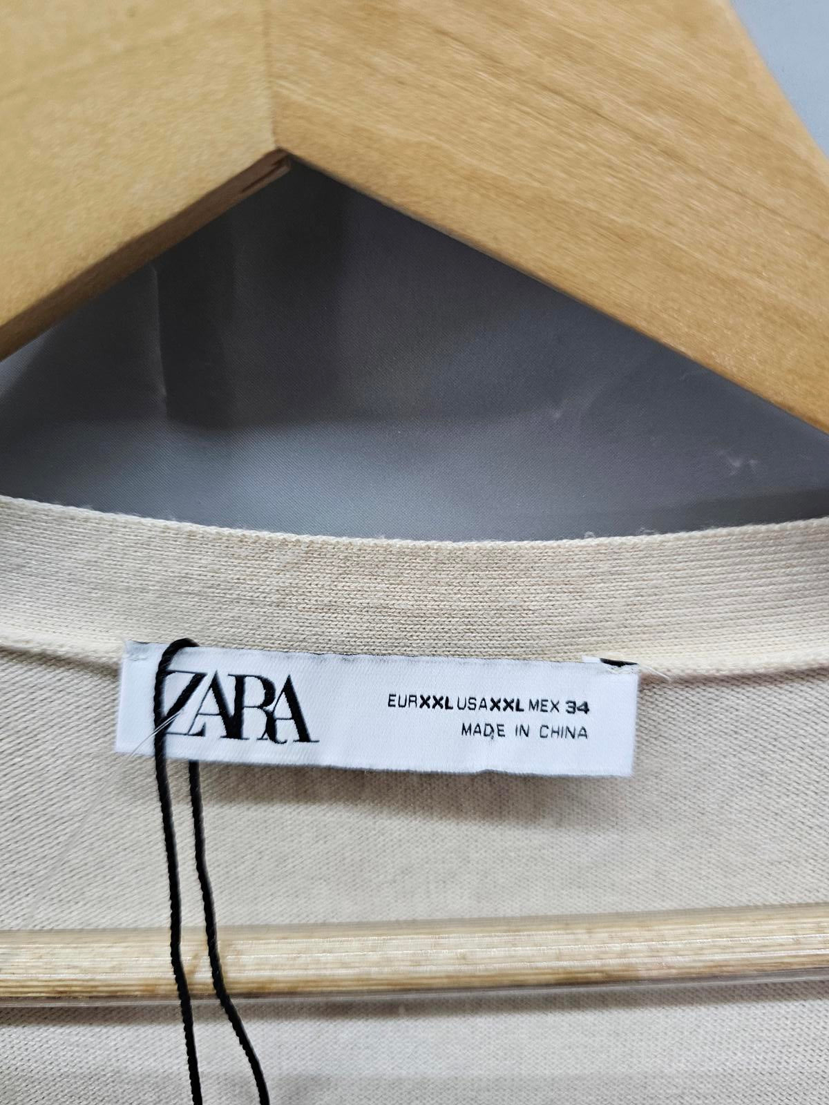 Zara Join Life Cream Cardigan Rhinestone Button Up Long Sleeve Sustainable XXL