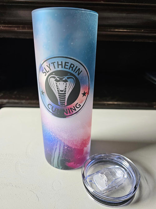 20oz Custom Slytherin Frosted Glass Tumbler – Hogwarts-Inspired, One of a Kind
