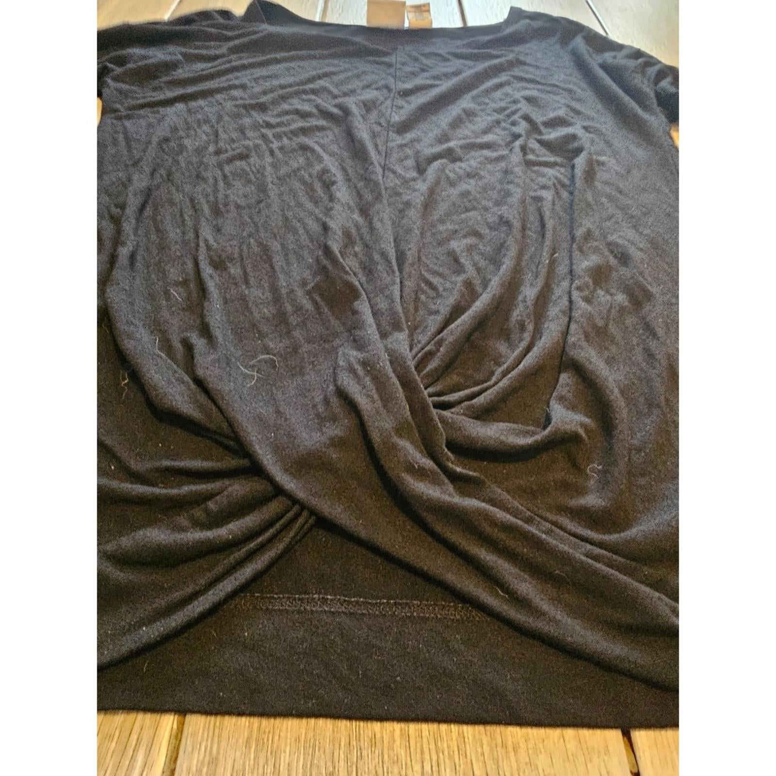 Antibes Blanc Black Twist Front 34 Sleeve Top Size Small