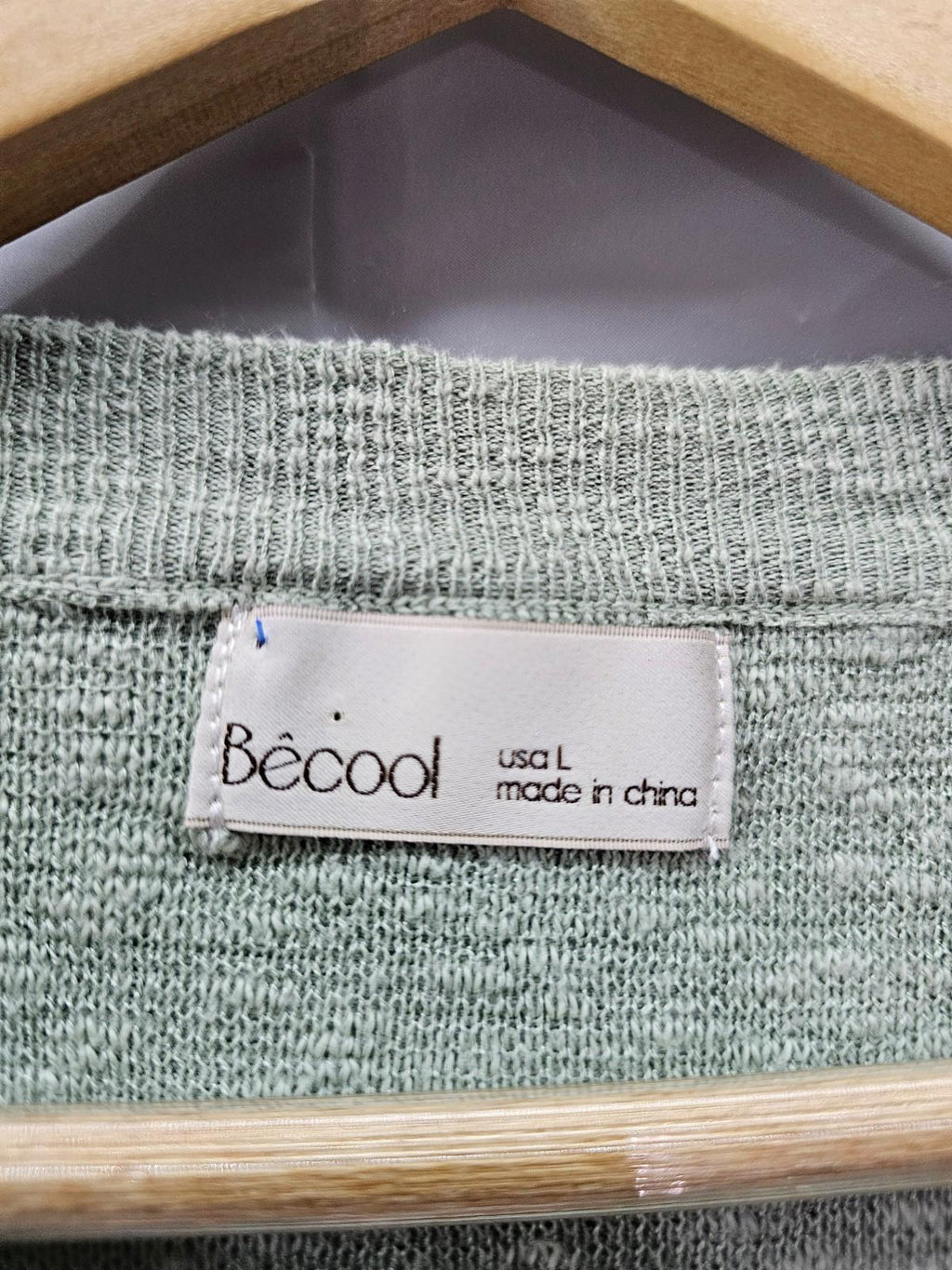 BeCool Sage Green Lightweight Knit Sweater L Casual Everyday Comfy Top