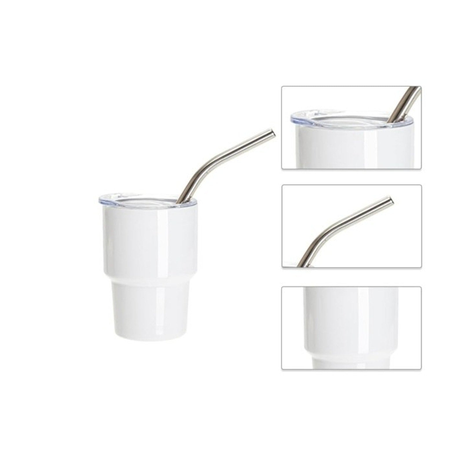 3 oz Sublimation Shot Glass Mini Tumbler with Lid & Straw – Stainless Steel