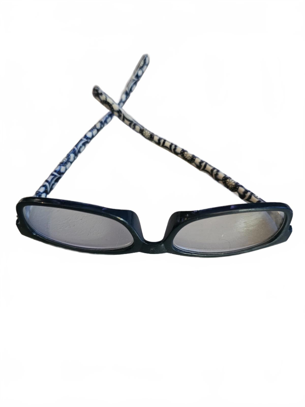 Blue Floral Reading Glasses Patterned Frame Lightweight Retro Style