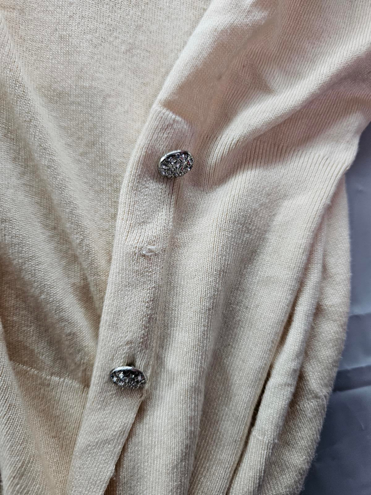 Zara Join Life Cream Cardigan Rhinestone Button Up Long Sleeve Sustainable XXL