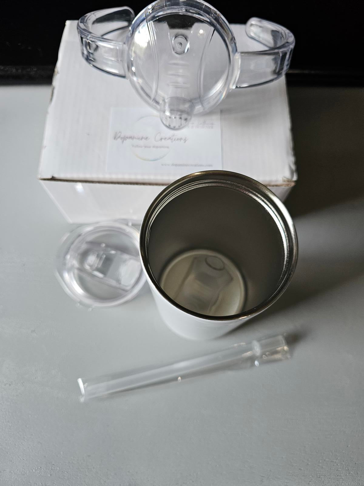 12oz Kids Sublimation Sippy Tumbler with Handles, Straw & Lids – White Blank