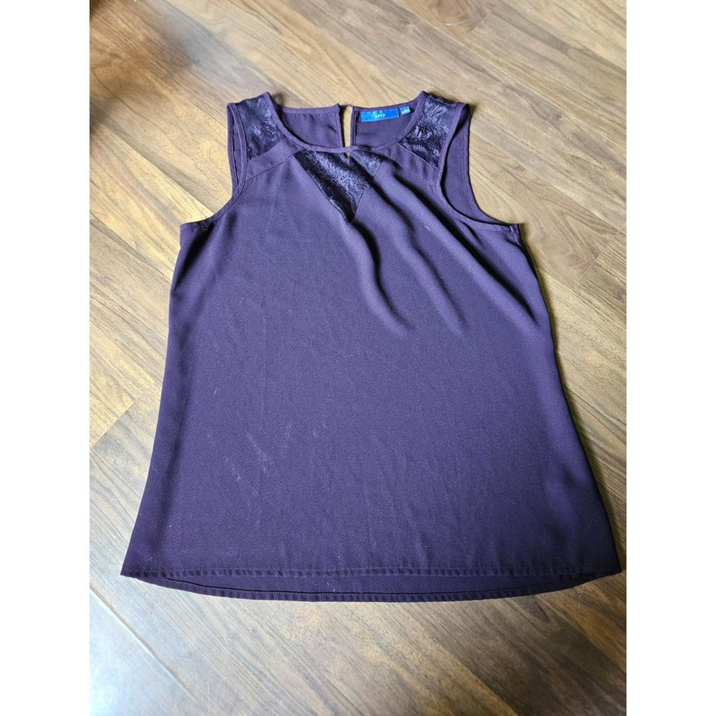 Apt 9 Purple Sleeveless Top Lace Detail Women's Small