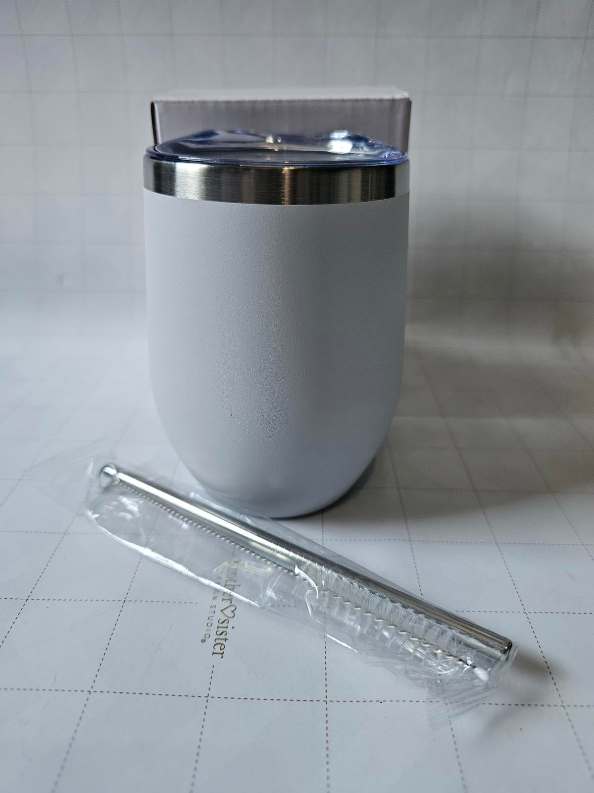 12oz Stainless Steel Wine Tumbler for Sublimation White Insulated Cup